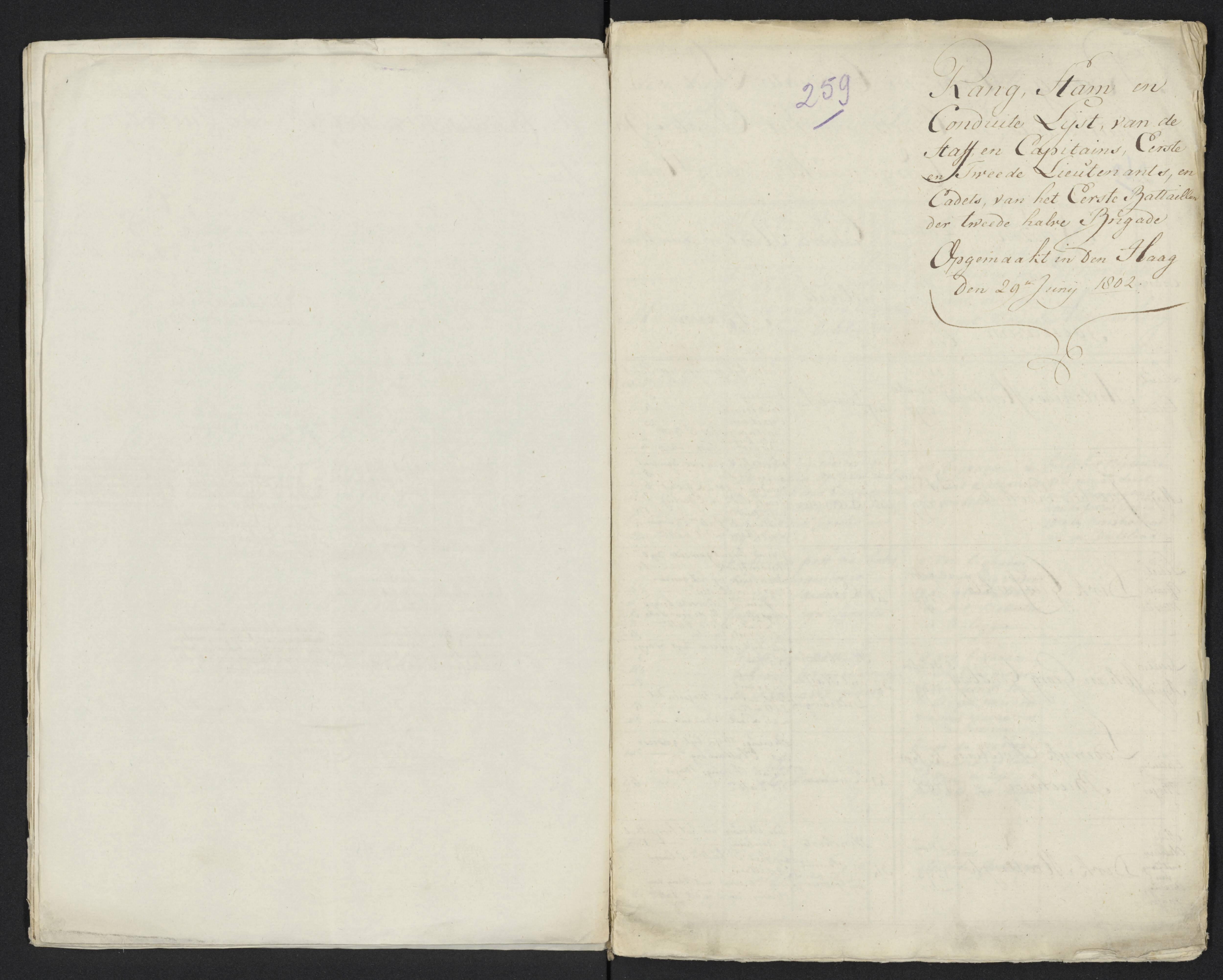 Scan 278 uit het bronpakket: Conduitestaten van officieren en cadetten (1801–1802)