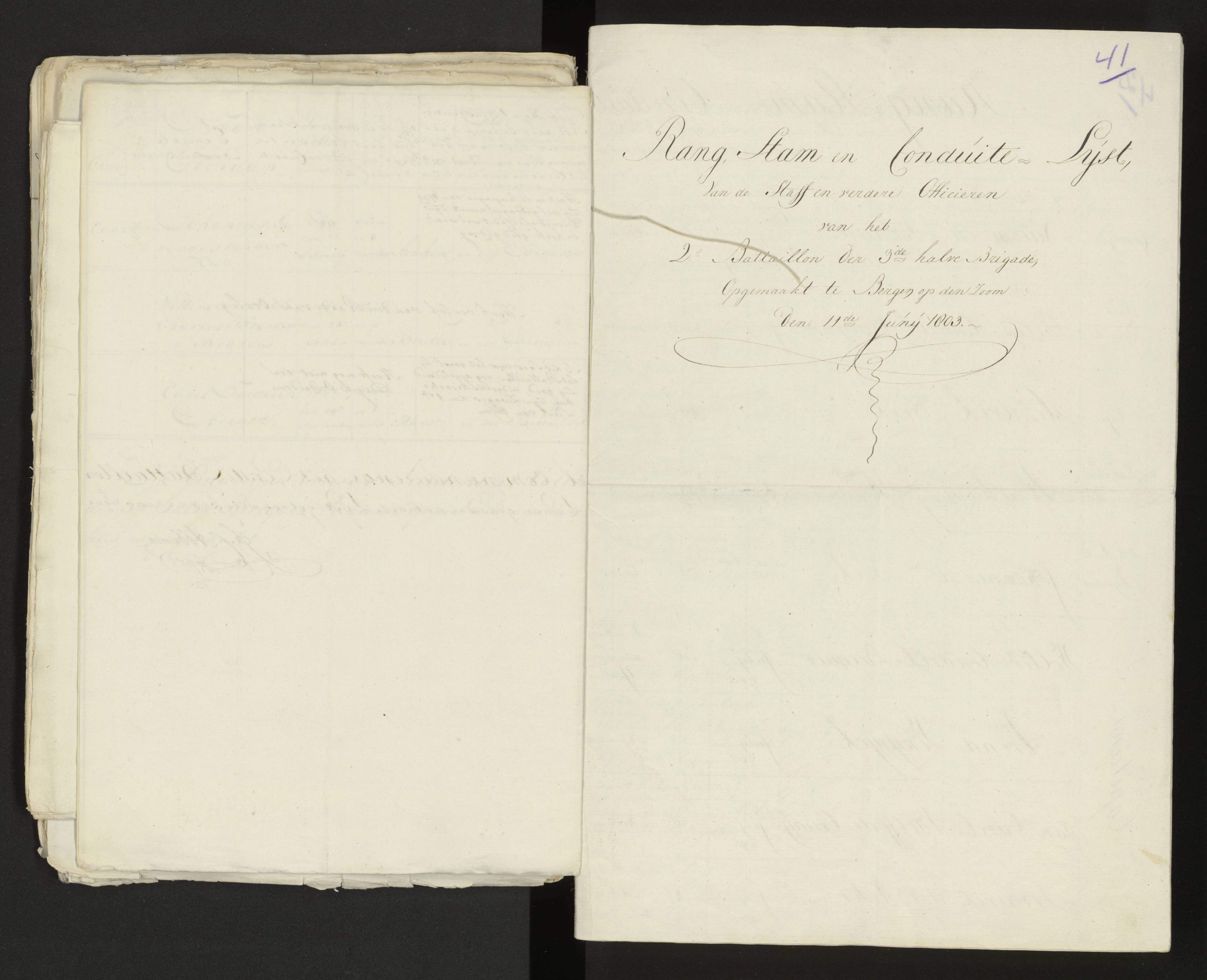 Scan 44 uit het bronpakket: Conduitestaten van officieren en cadetten (1803–1804)