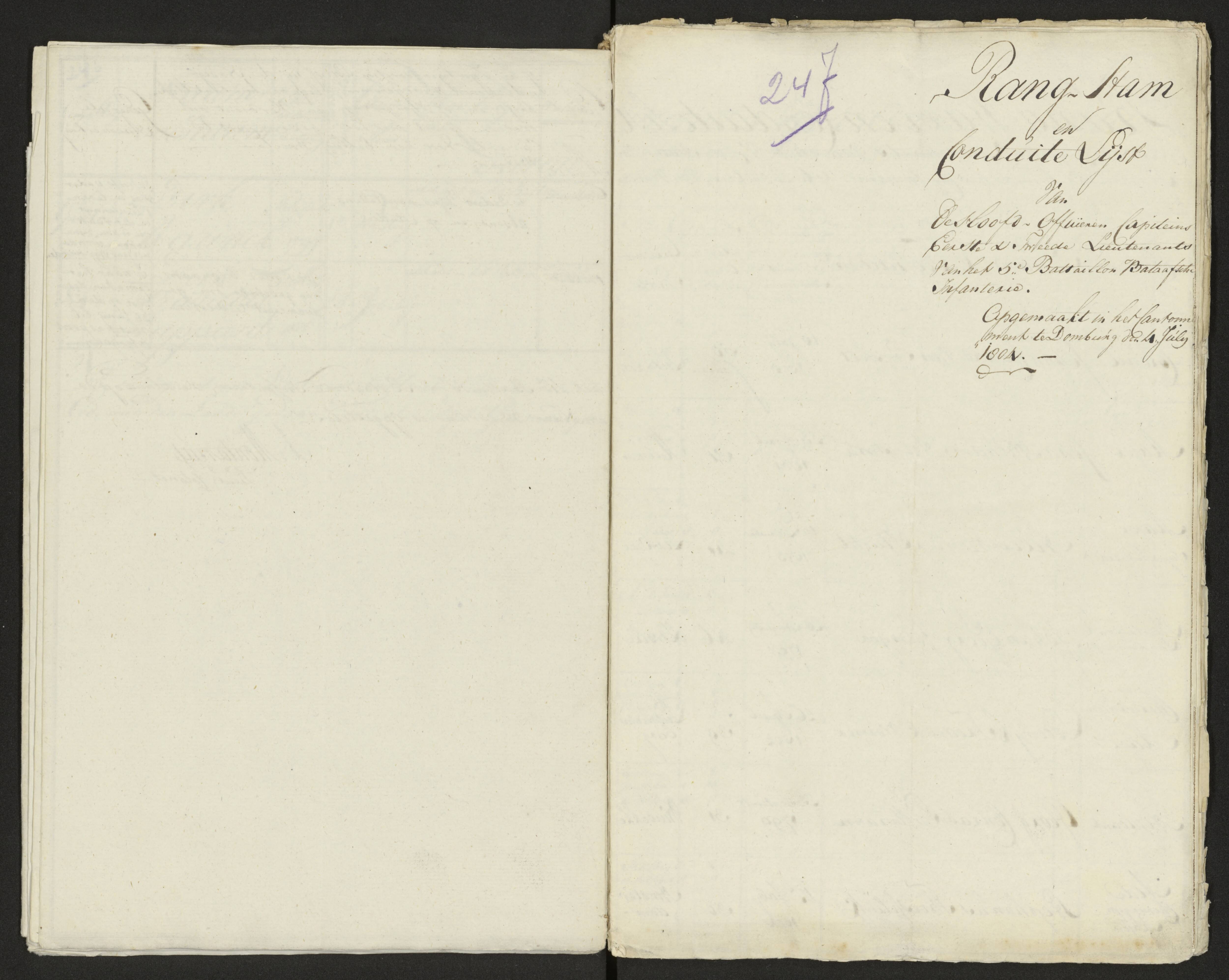 Scan 249 uit het bronpakket: Conduitestaten van officieren en cadetten (1803–1804)