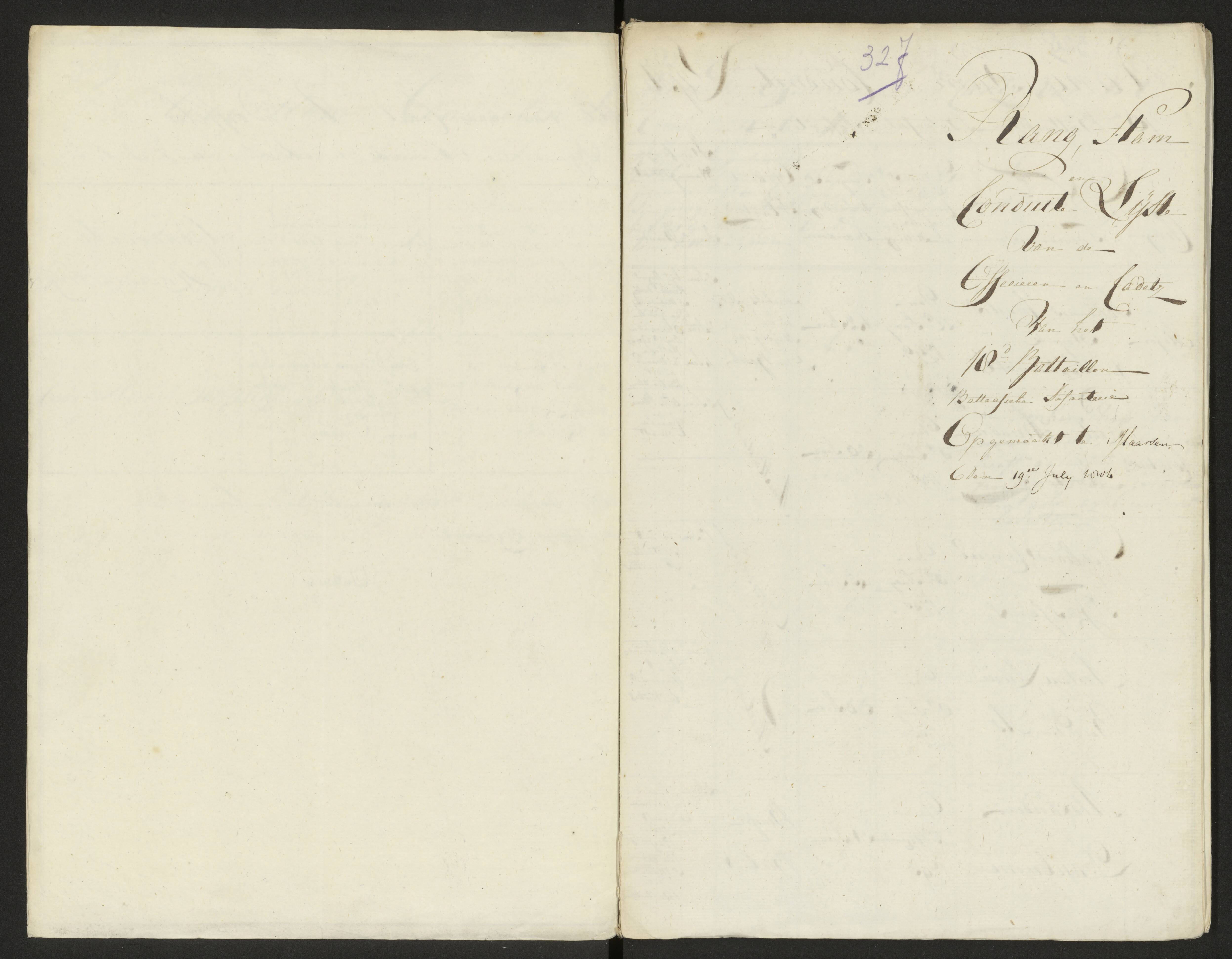 Scan 335 uit het bronpakket: Conduitestaten van officieren en cadetten (1803–1804)