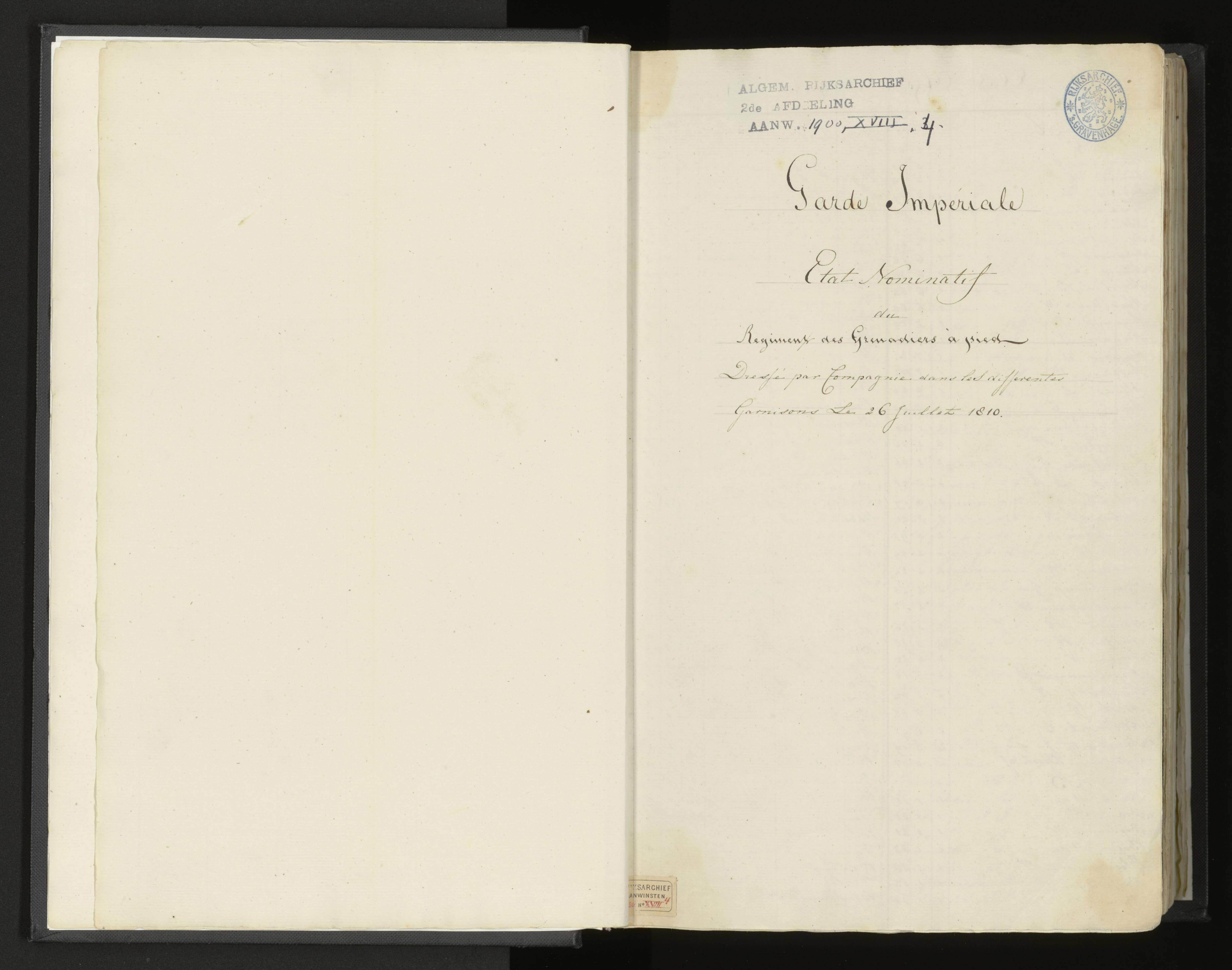 Scan 4 uit het bronpakket: Stamlijst van Grenadiers te voet in Amsterdam, 26 juli 1810