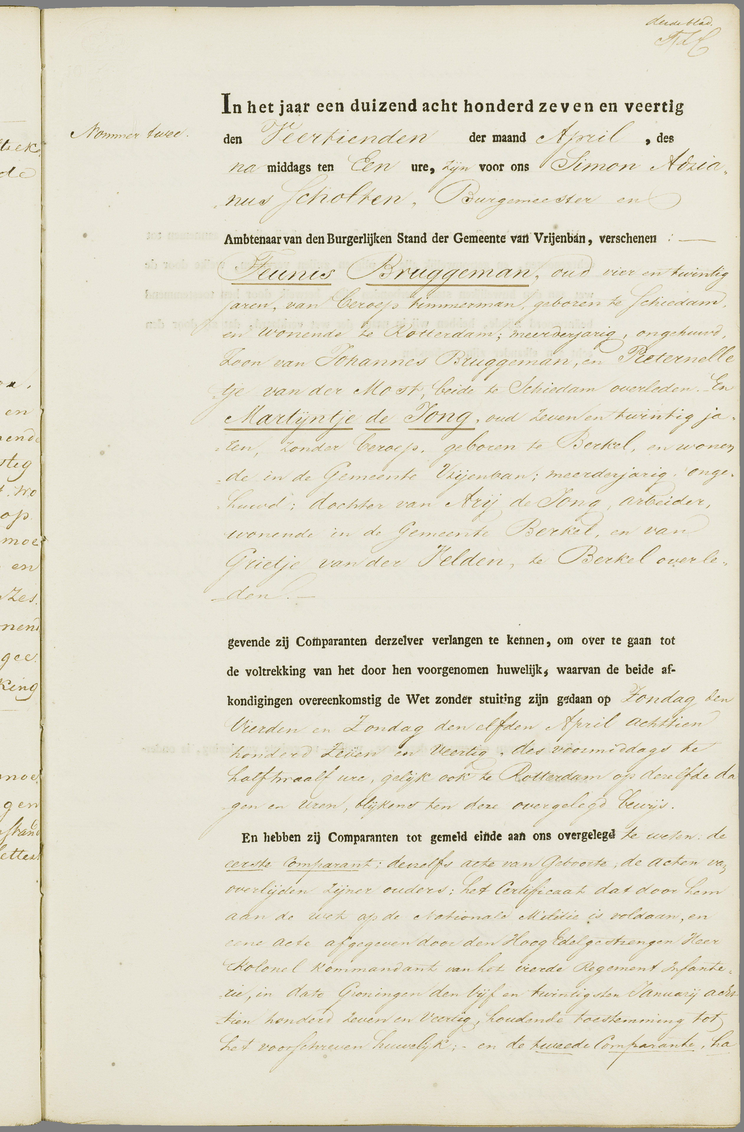 Scan 86 uit het bronpakket: Vrijenban: register van huwelijks- en echtscheidingsakten, 1843–1852