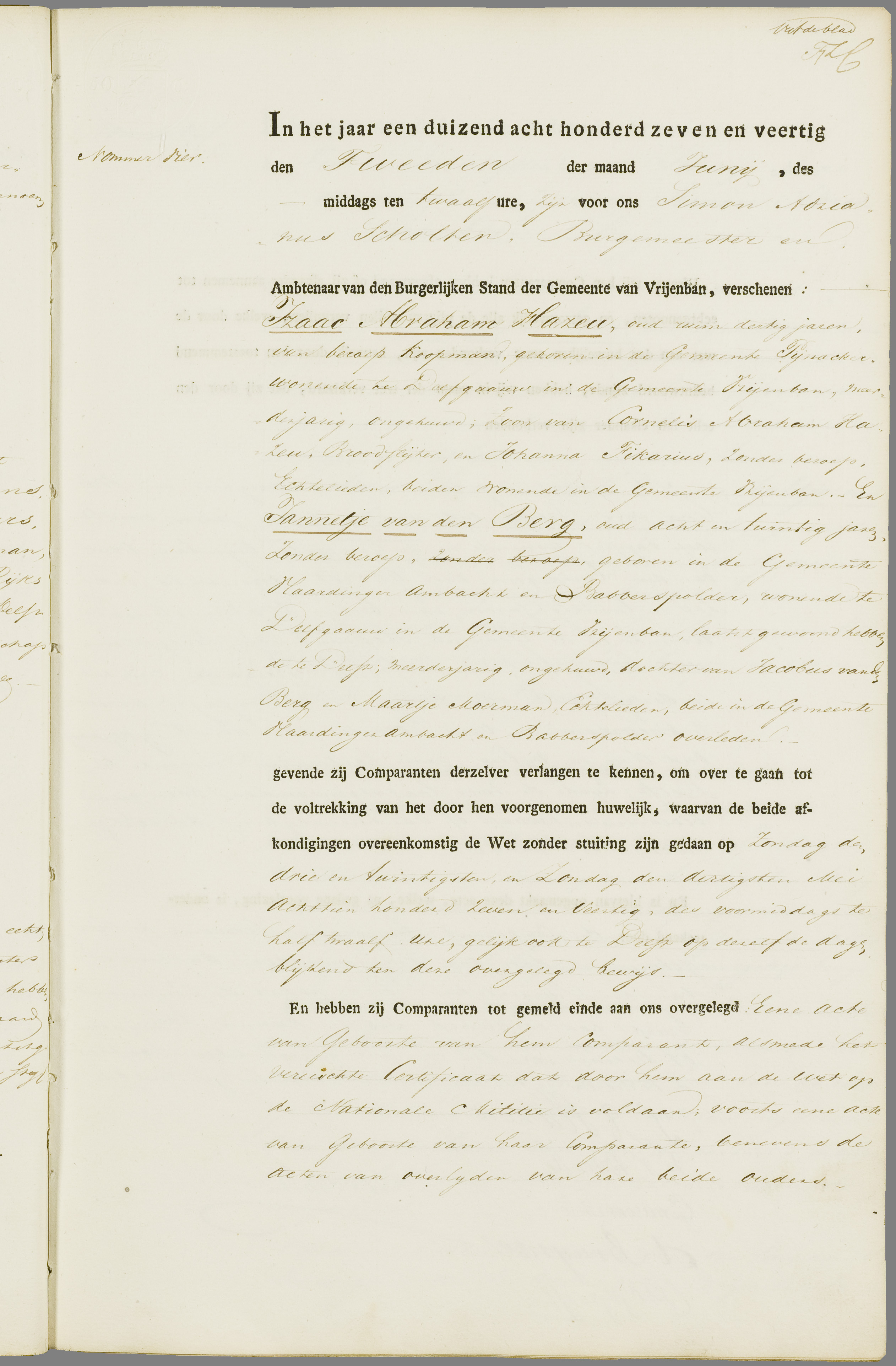 Scan 90 uit het bronpakket: Vrijenban: register van huwelijks- en echtscheidingsakten, 1843–1852