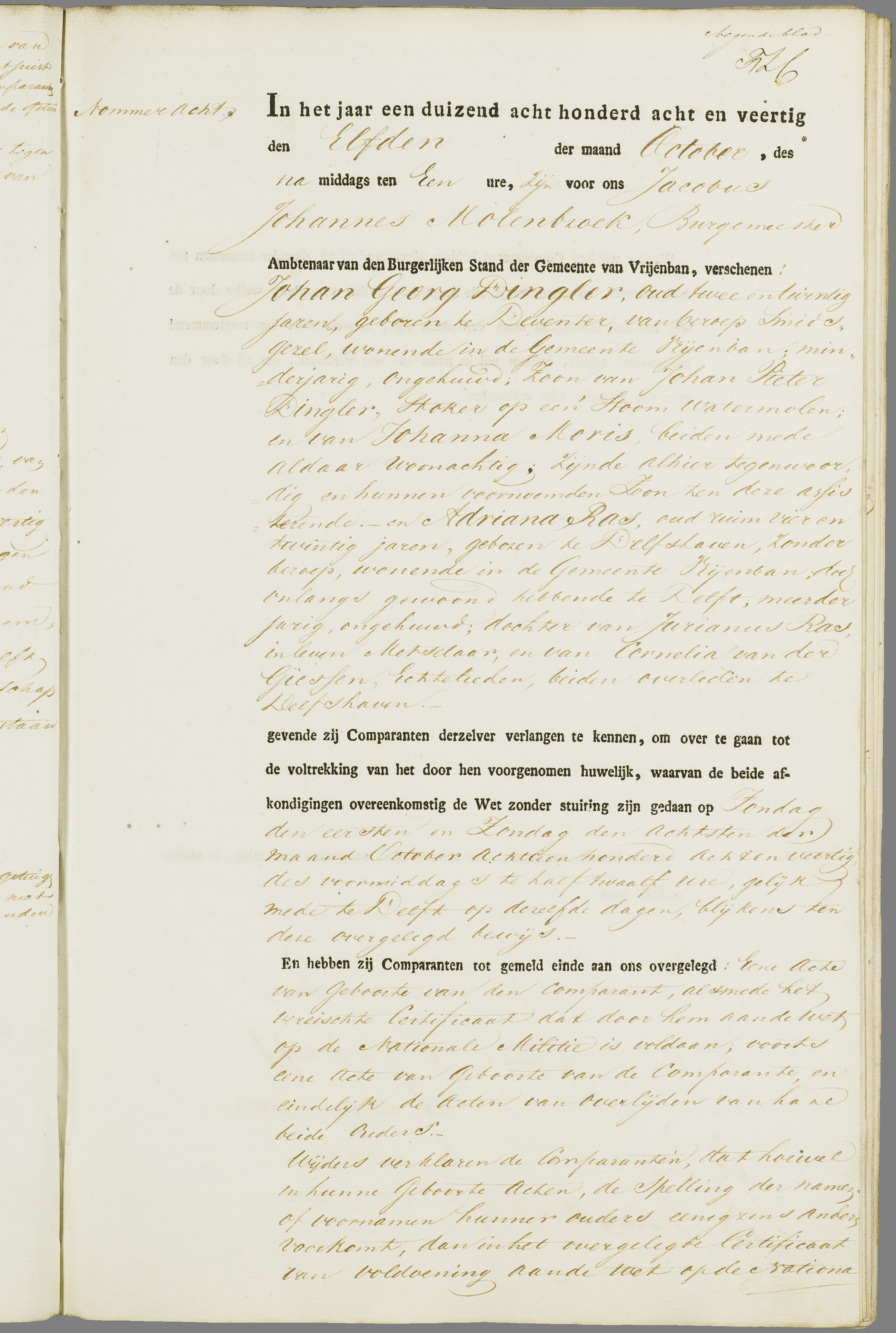 Scan 118 uit het bronpakket: Vrijenban: register van huwelijks- en echtscheidingsakten, 1843–1852