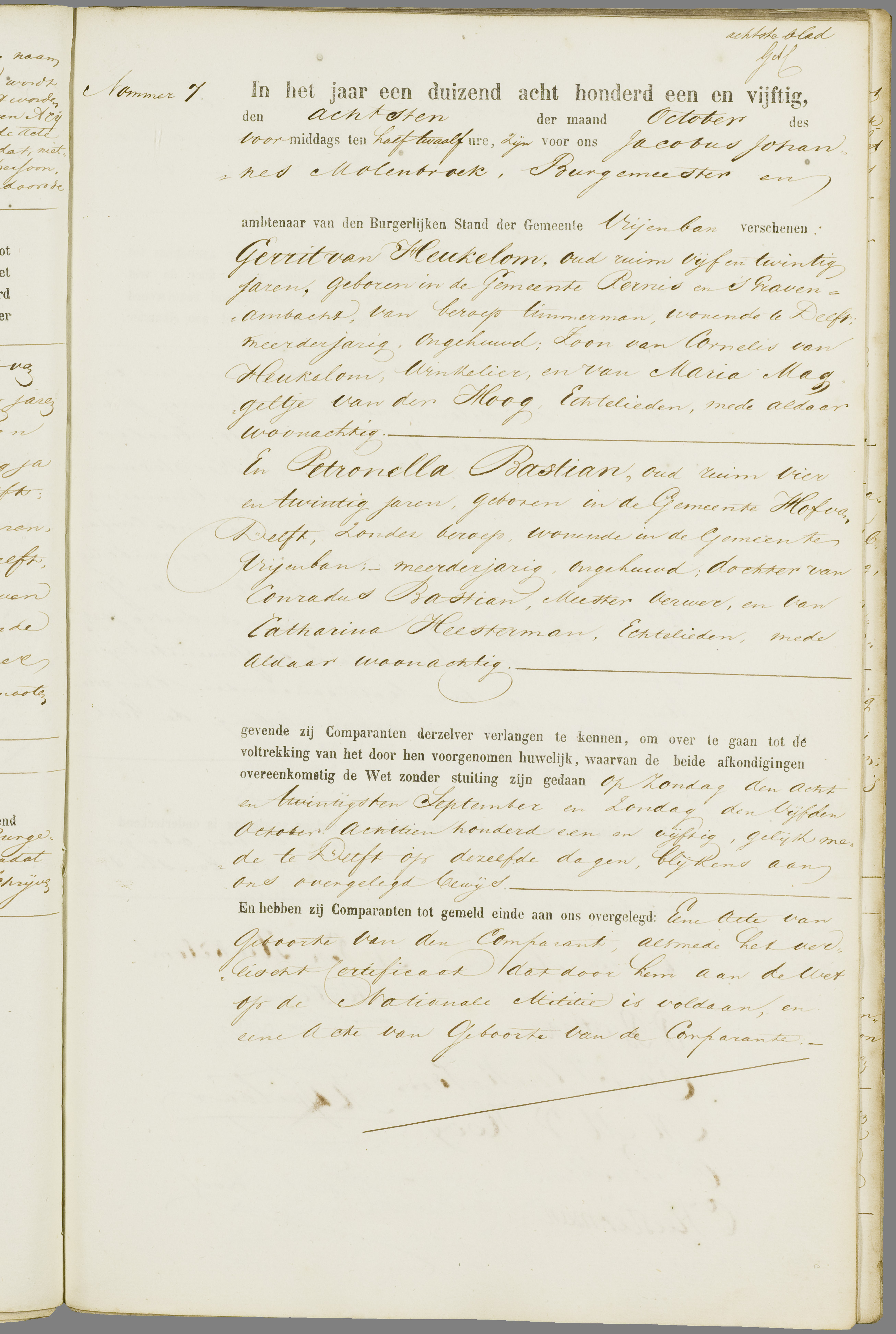 Scan 182 uit het bronpakket: Vrijenban: register van huwelijks- en echtscheidingsakten, 1843–1852