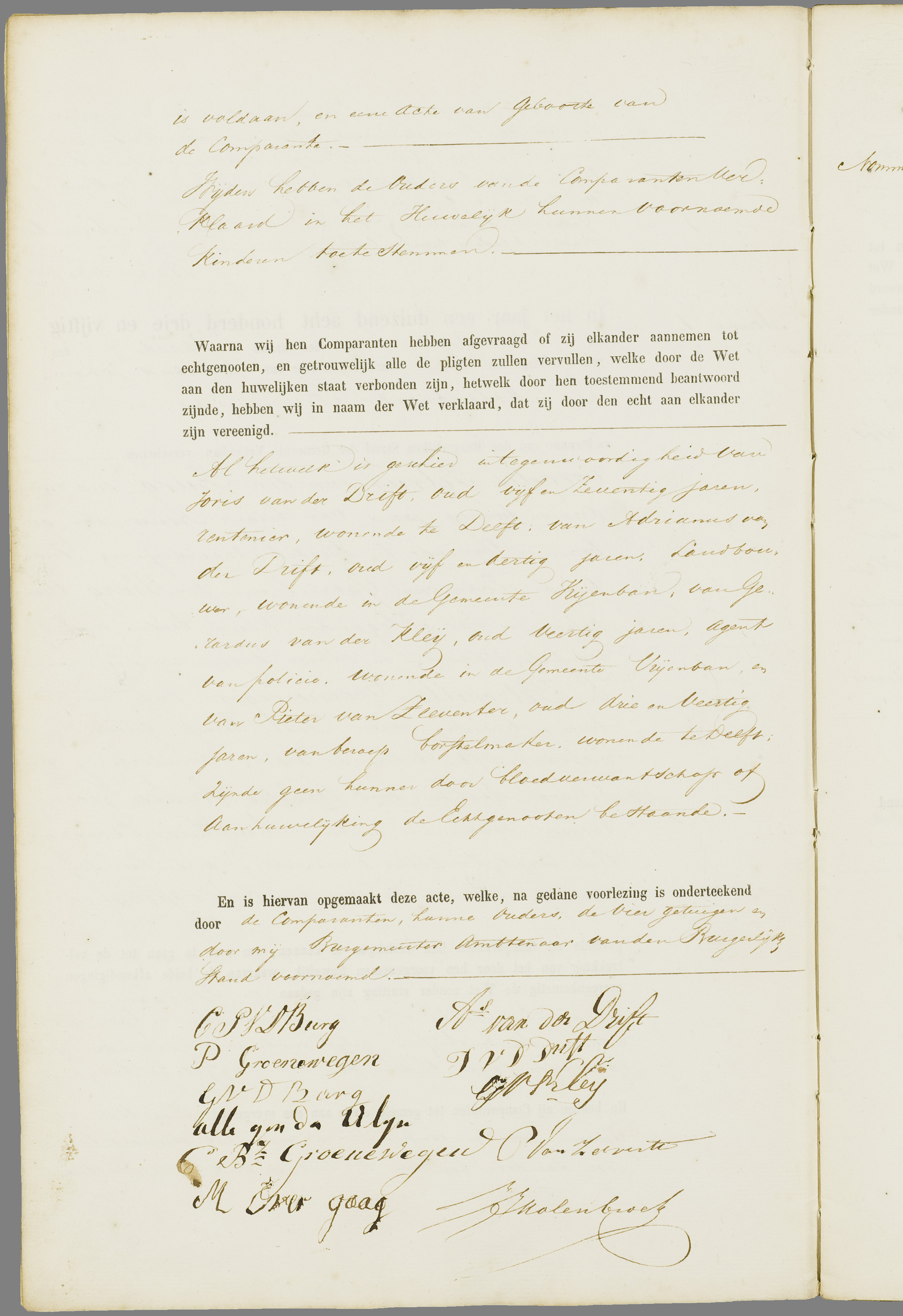 Scan 5 uit het bronpakket: Vrijenban: register van huwelijks- en echtscheidingsakten, 1853–1862