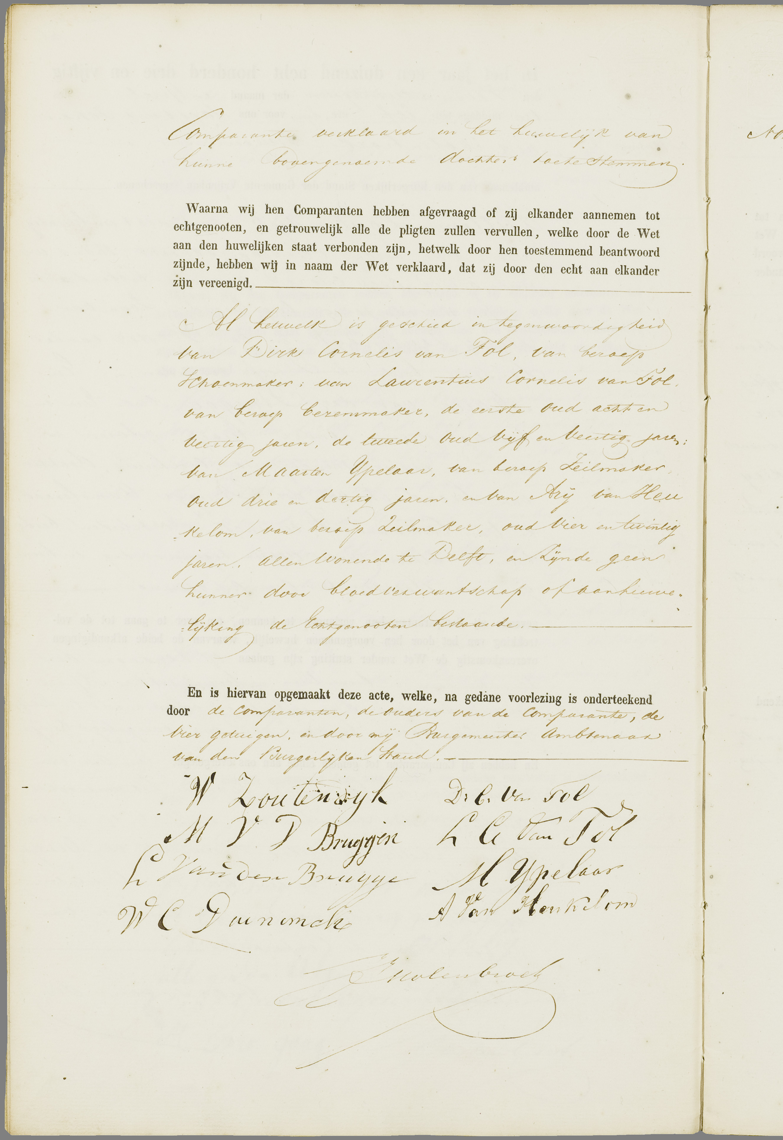 Scan 7 uit het bronpakket: Vrijenban: register van huwelijks- en echtscheidingsakten, 1853–1862