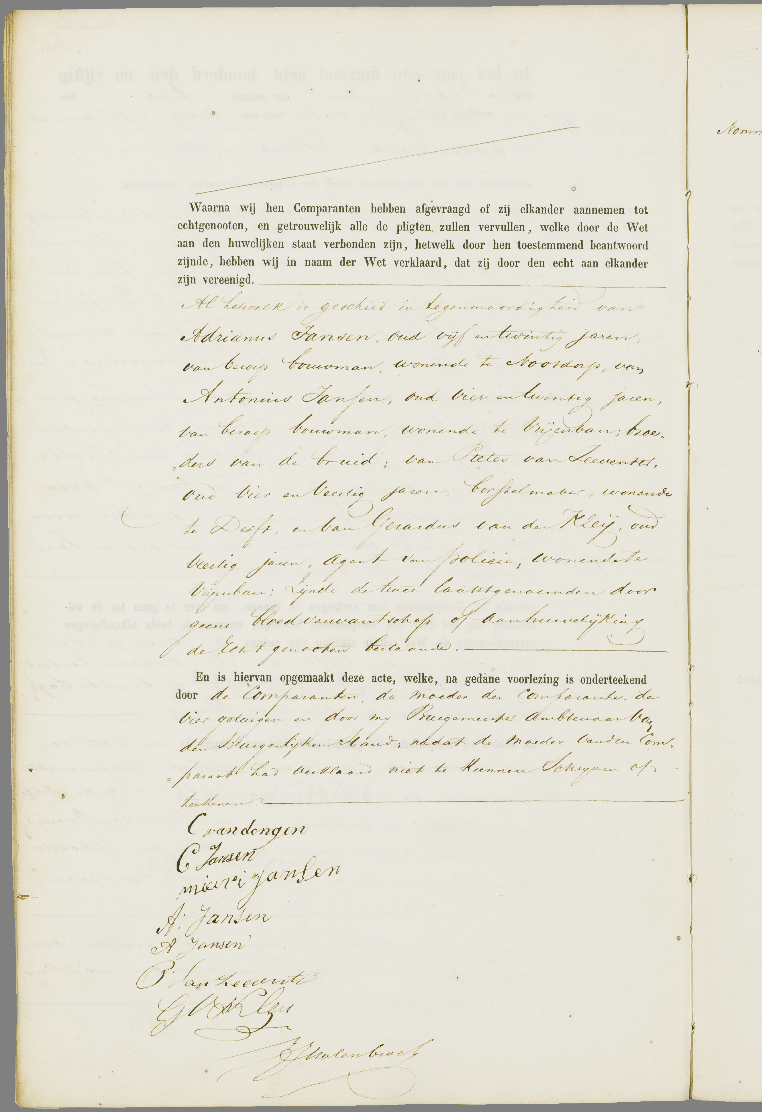 Scan 11 uit het bronpakket: Vrijenban: register van huwelijks- en echtscheidingsakten, 1853–1862