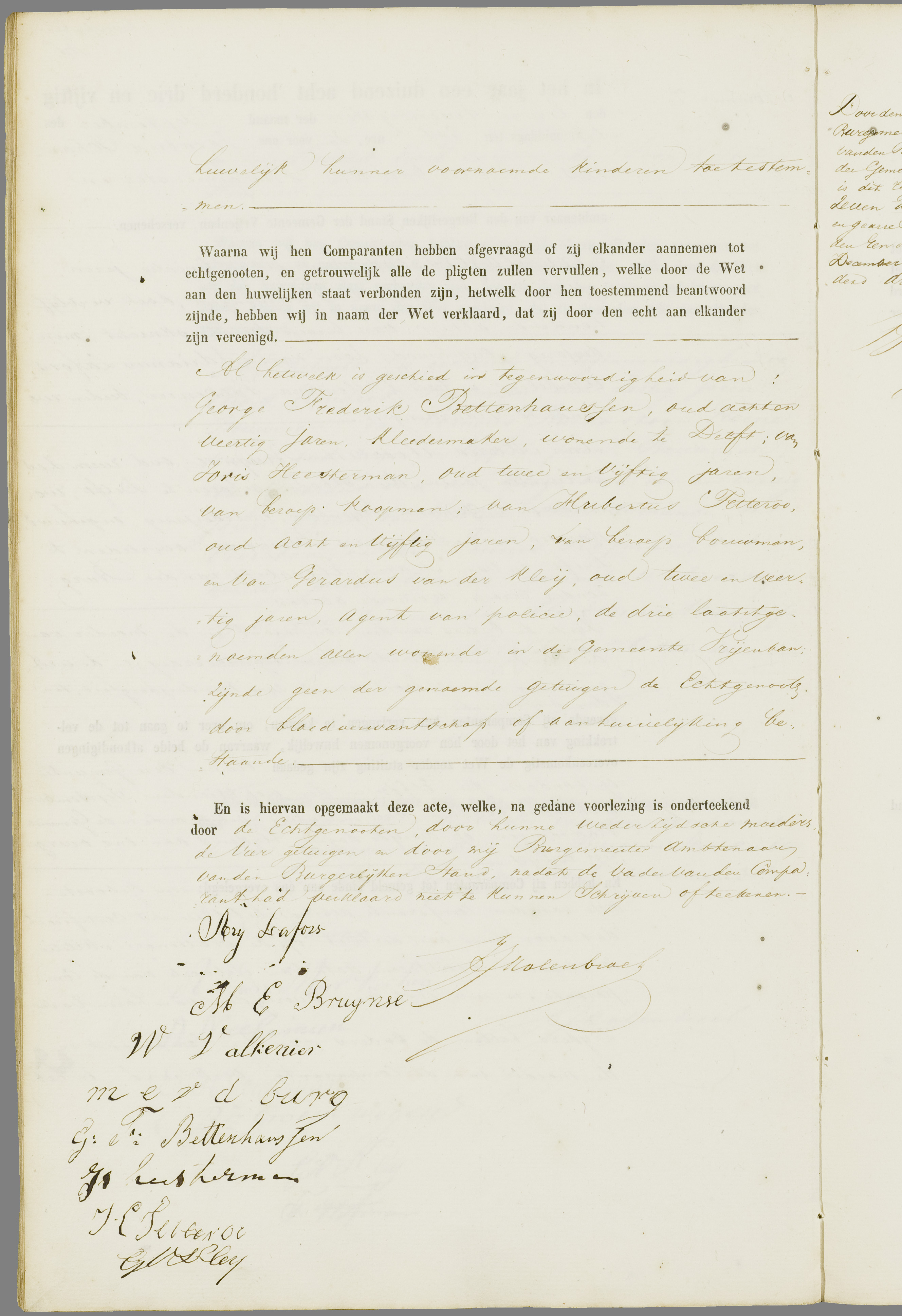 Scan 17 uit het bronpakket: Vrijenban: register van huwelijks- en echtscheidingsakten, 1853–1862