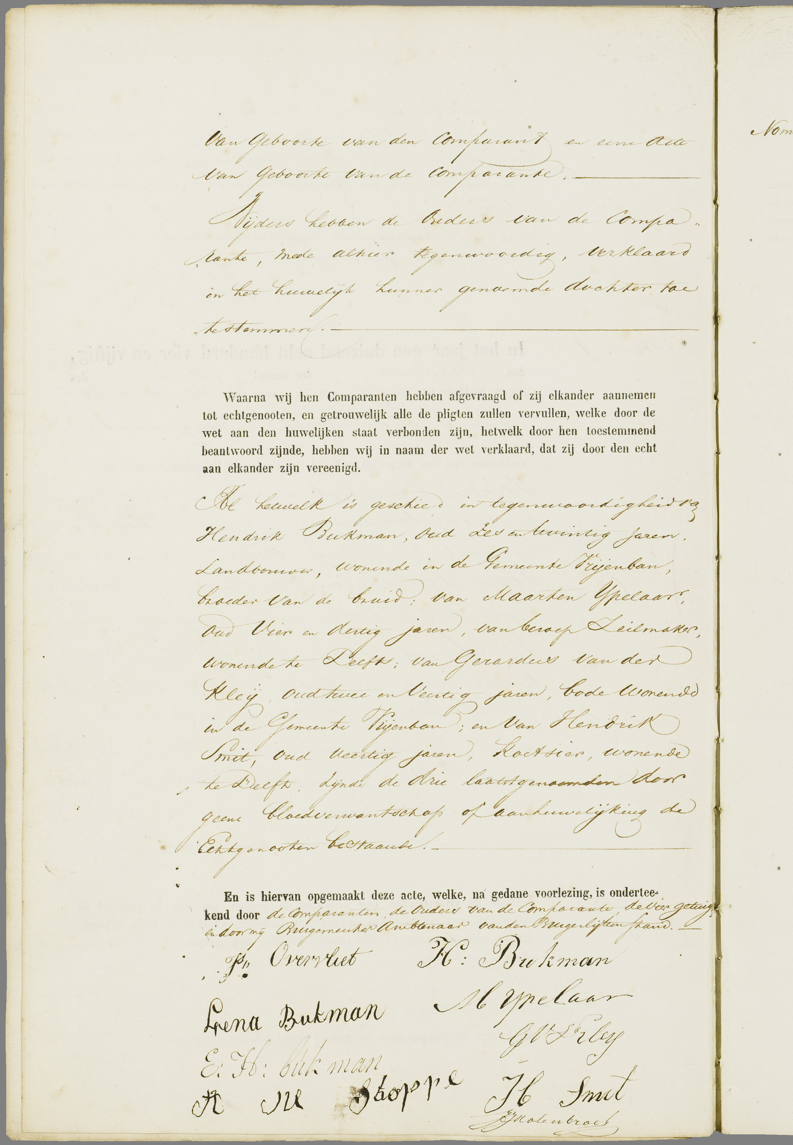 Scan 23 uit het bronpakket: Vrijenban: register van huwelijks- en echtscheidingsakten, 1853–1862
