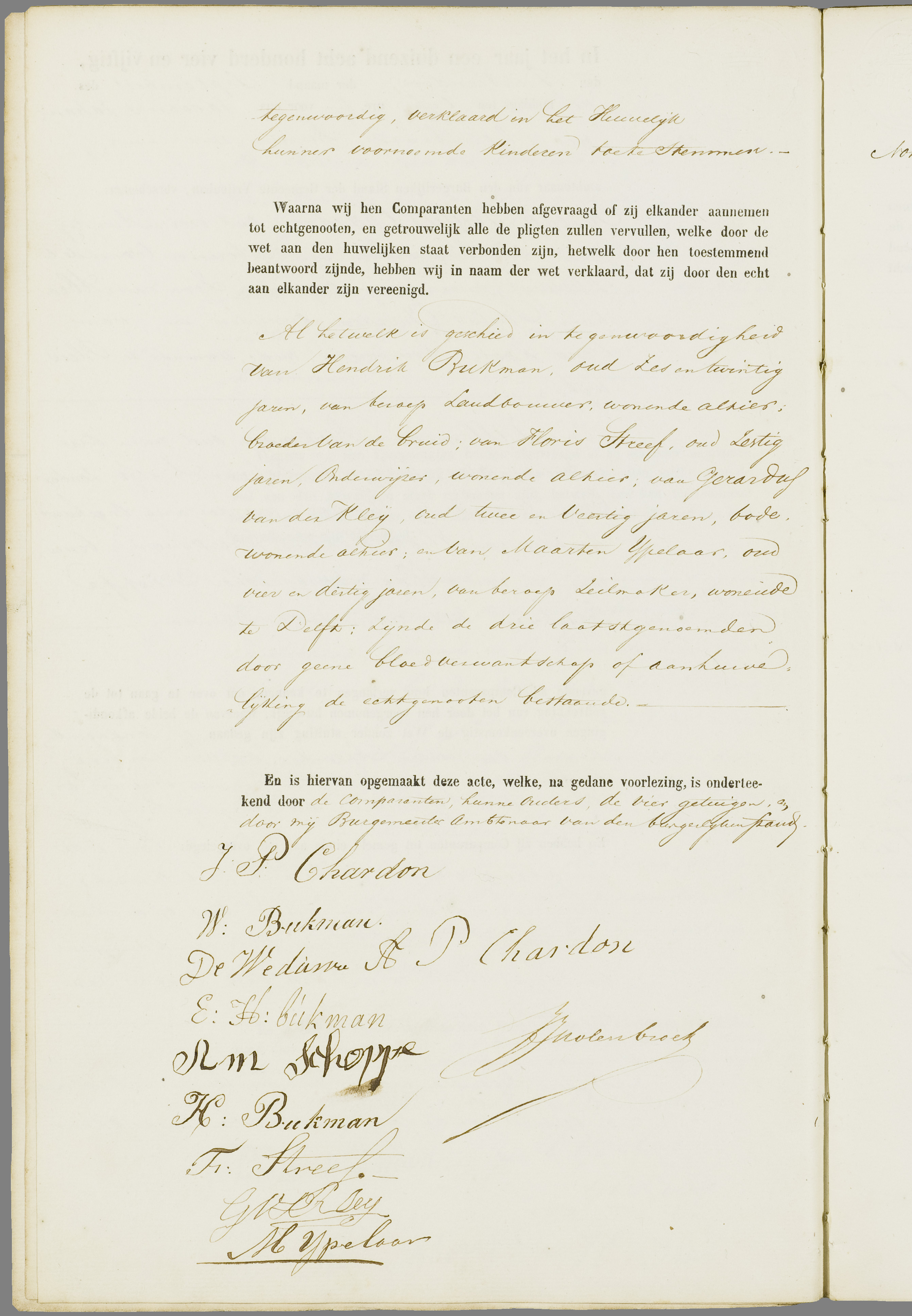 Scan 25 uit het bronpakket: Vrijenban: register van huwelijks- en echtscheidingsakten, 1853–1862