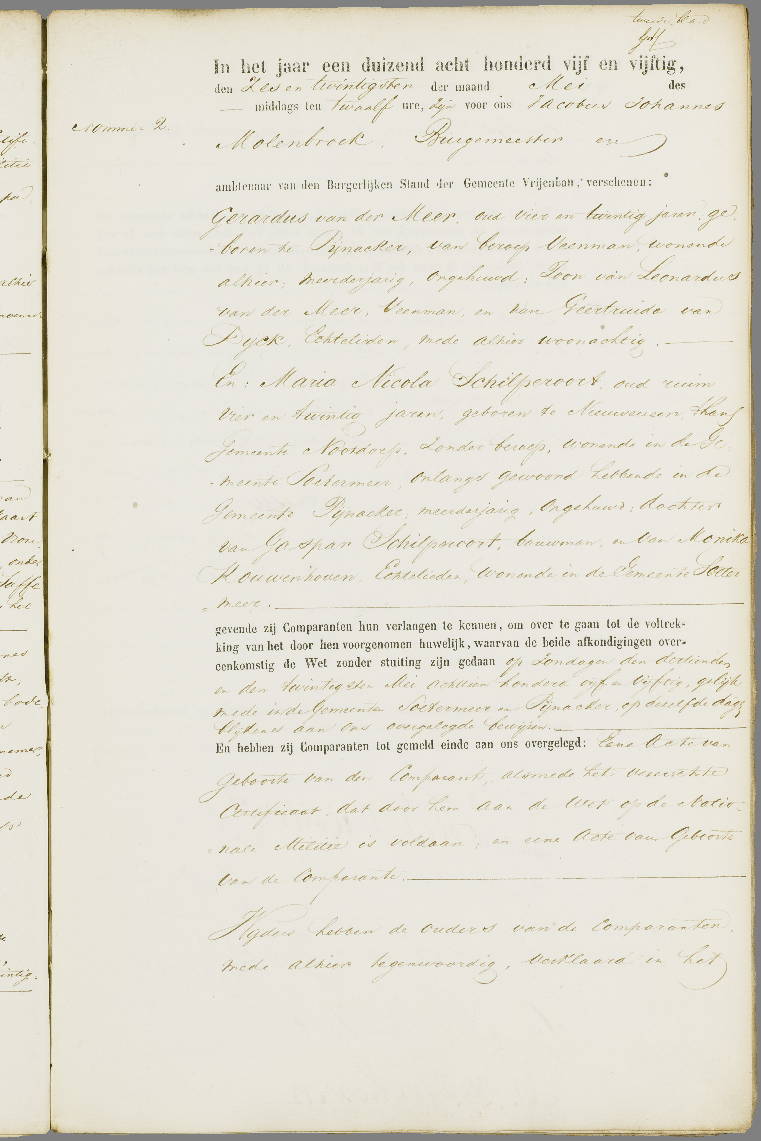 Scan 36 uit het bronpakket: Vrijenban: register van huwelijks- en echtscheidingsakten, 1853–1862
