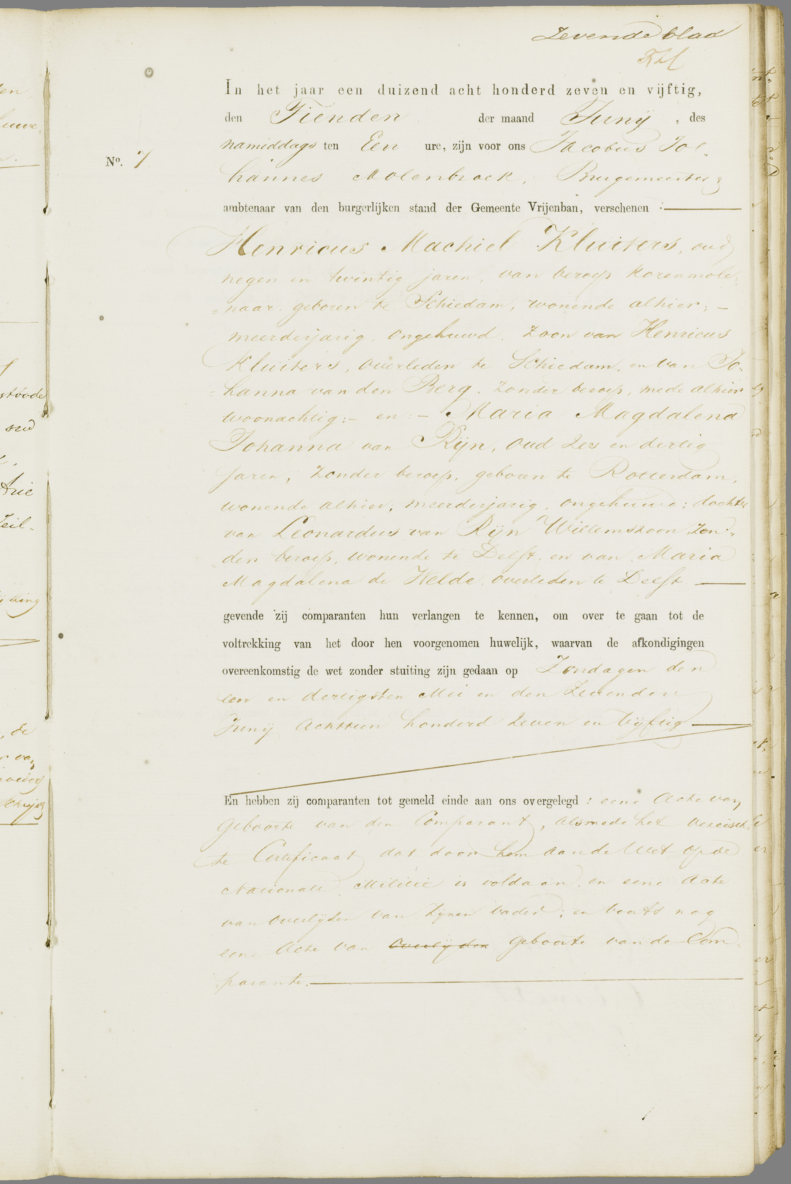 Scan 84 uit het bronpakket: Vrijenban: register van huwelijks- en echtscheidingsakten, 1853–1862