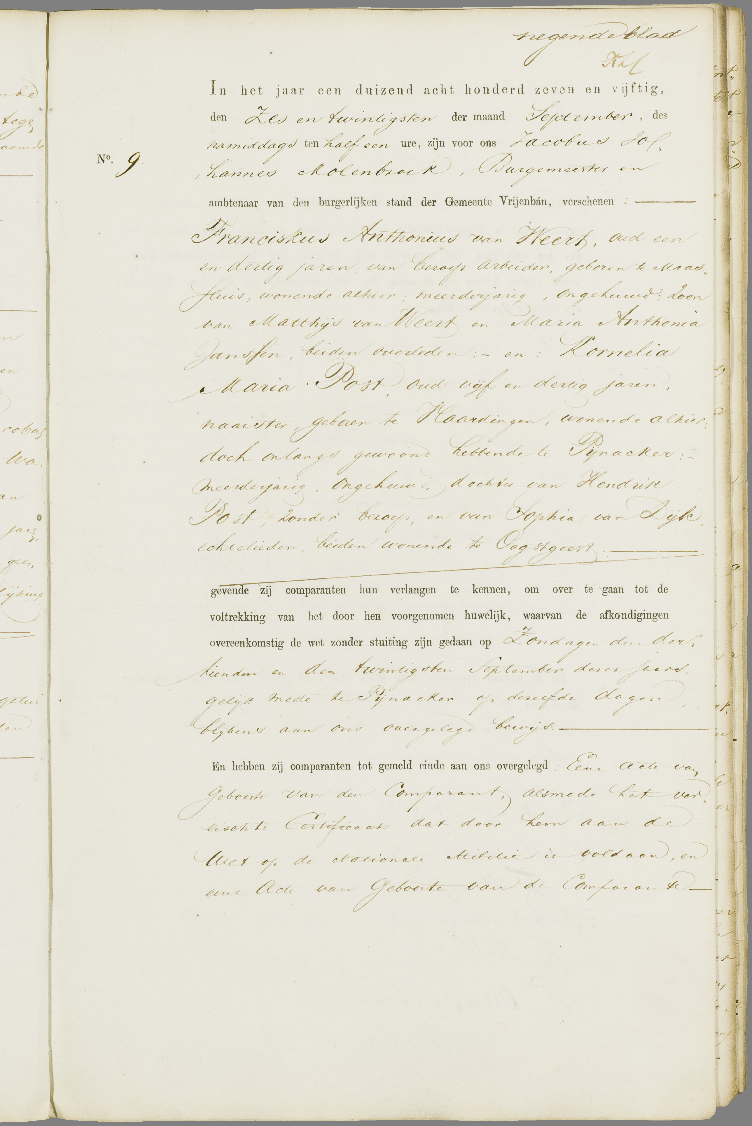 Scan 88 uit het bronpakket: Vrijenban: register van huwelijks- en echtscheidingsakten, 1853–1862