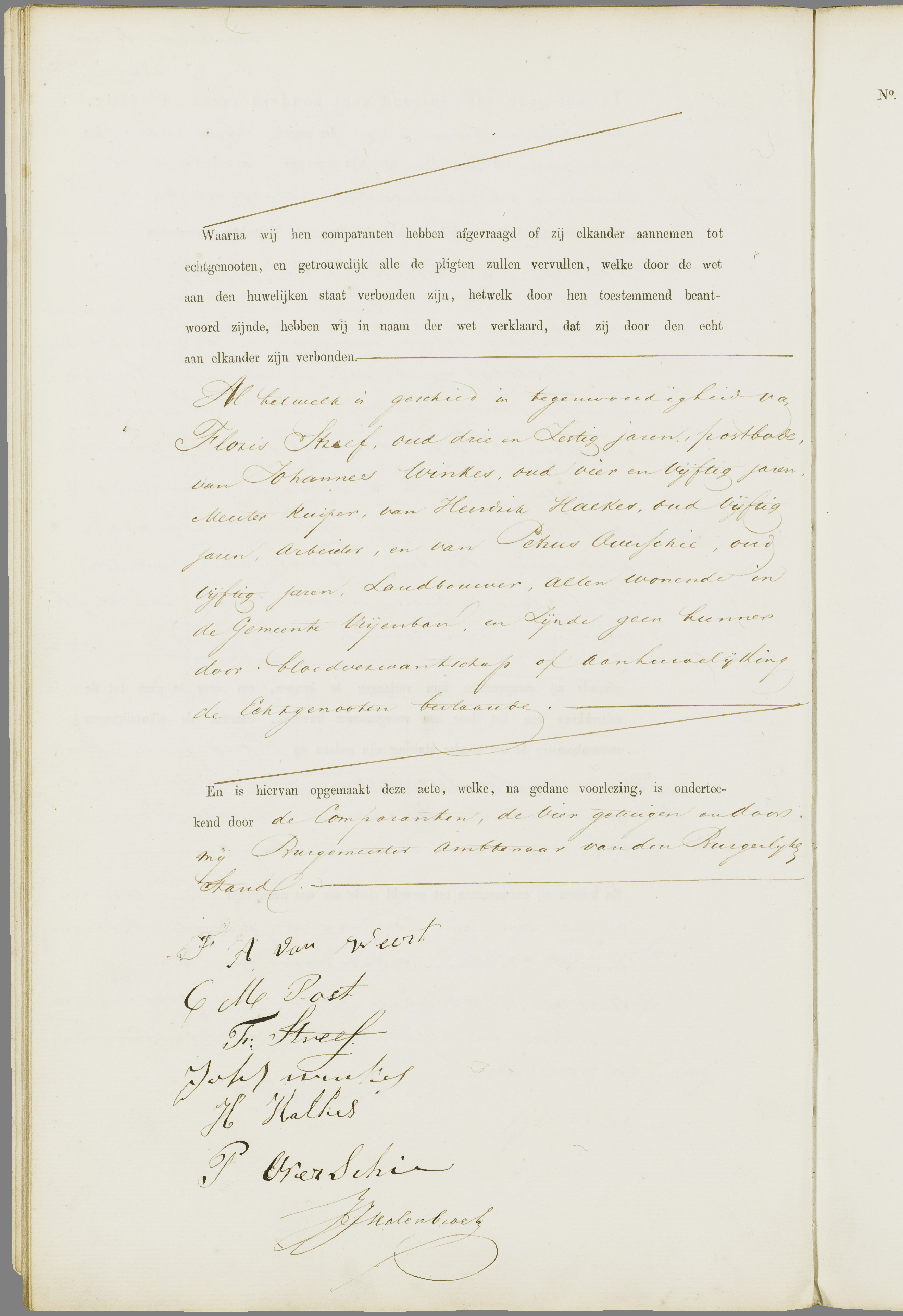 Scan 89 uit het bronpakket: Vrijenban: register van huwelijks- en echtscheidingsakten, 1853–1862