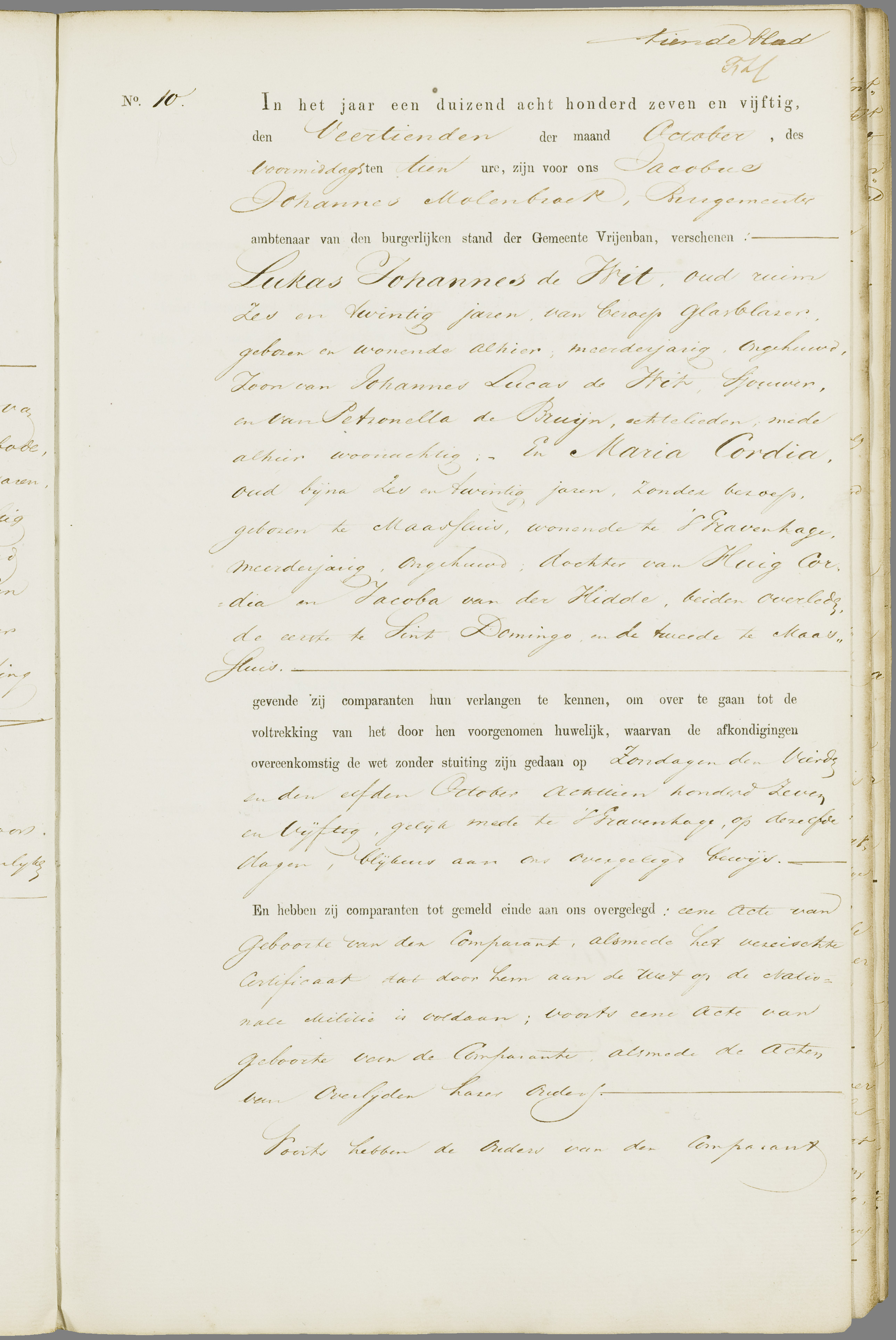 Scan 90 uit het bronpakket: Vrijenban: register van huwelijks- en echtscheidingsakten, 1853–1862