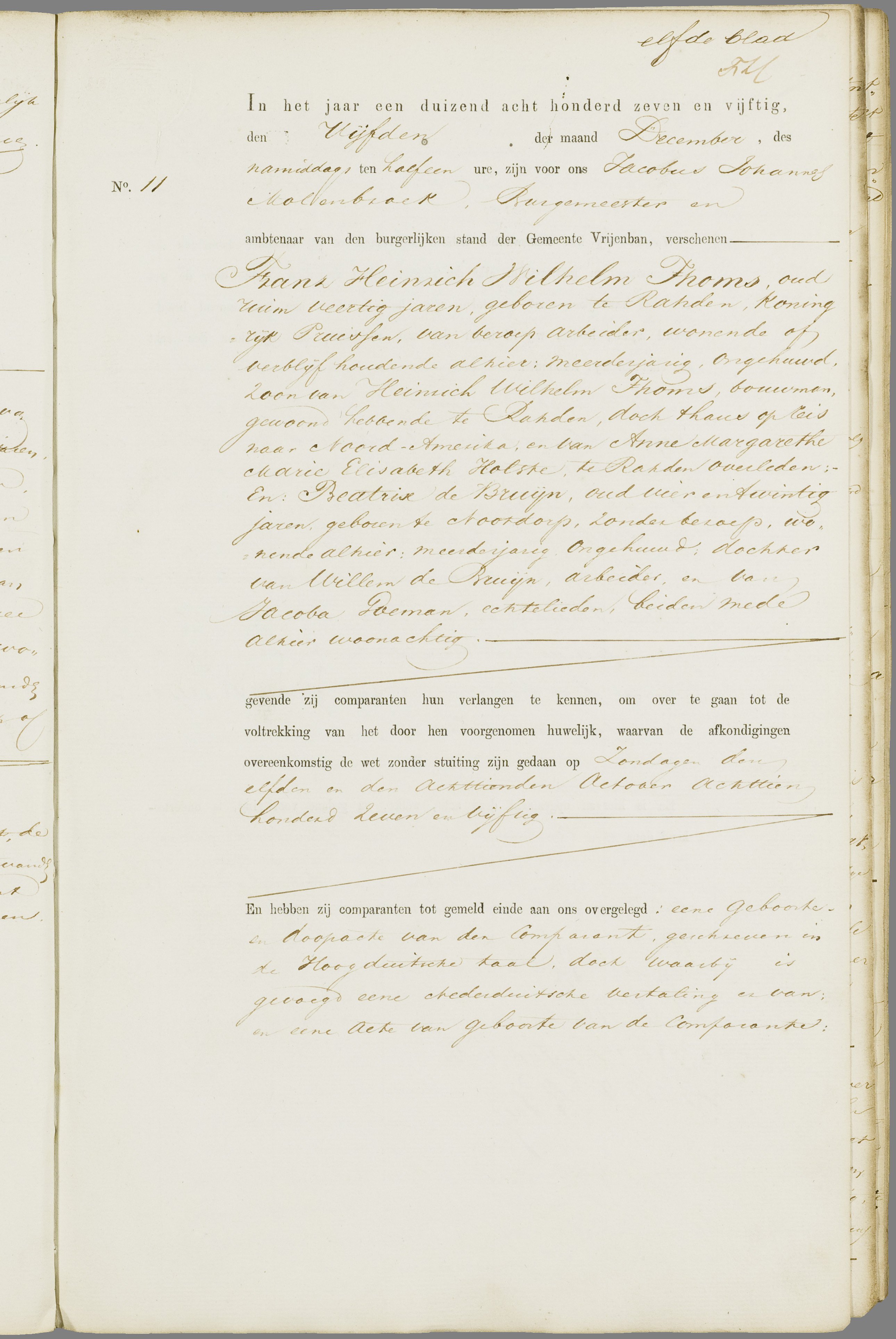 Scan 92 uit het bronpakket: Vrijenban: register van huwelijks- en echtscheidingsakten, 1853–1862