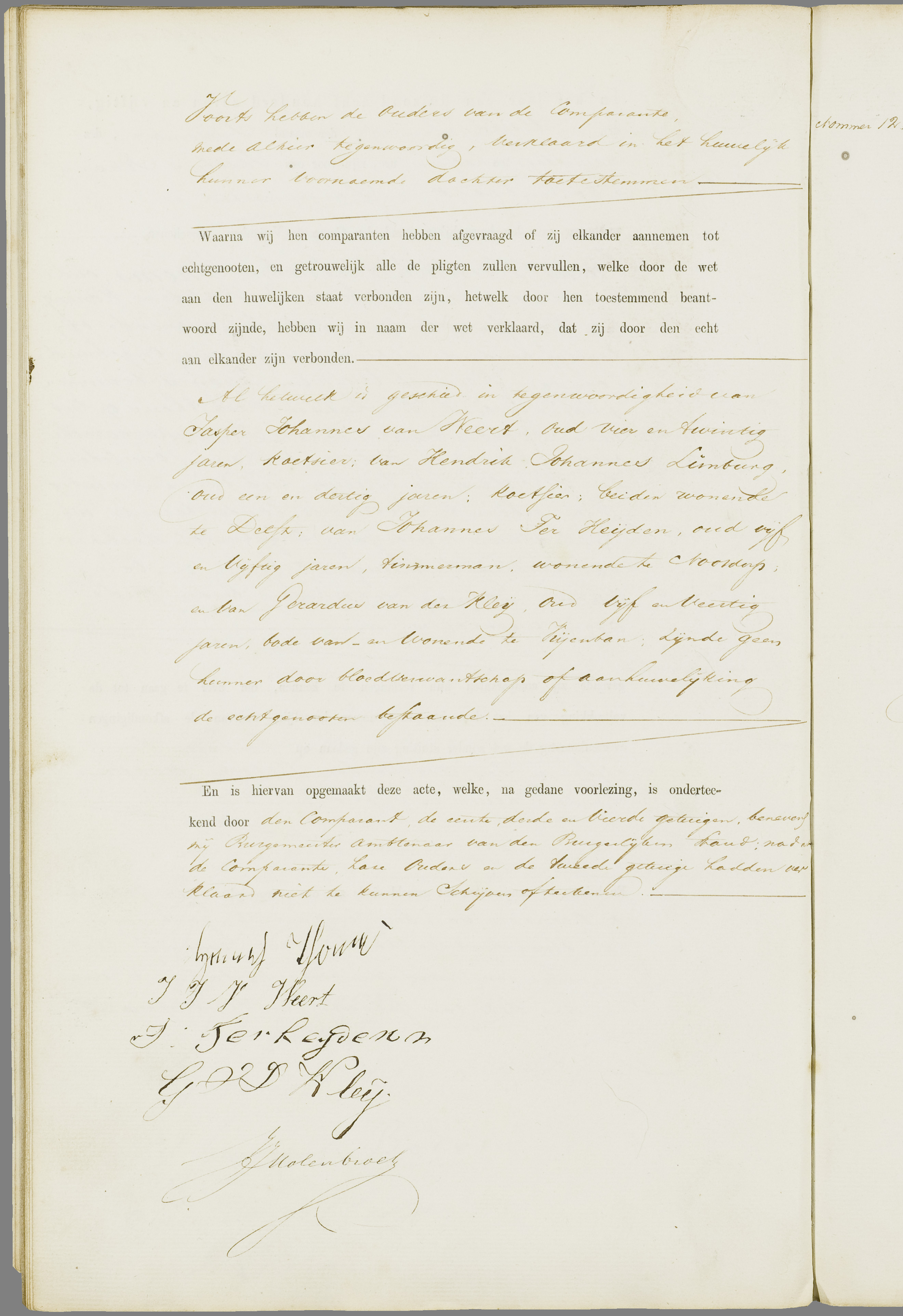 Scan 93 uit het bronpakket: Vrijenban: register van huwelijks- en echtscheidingsakten, 1853–1862