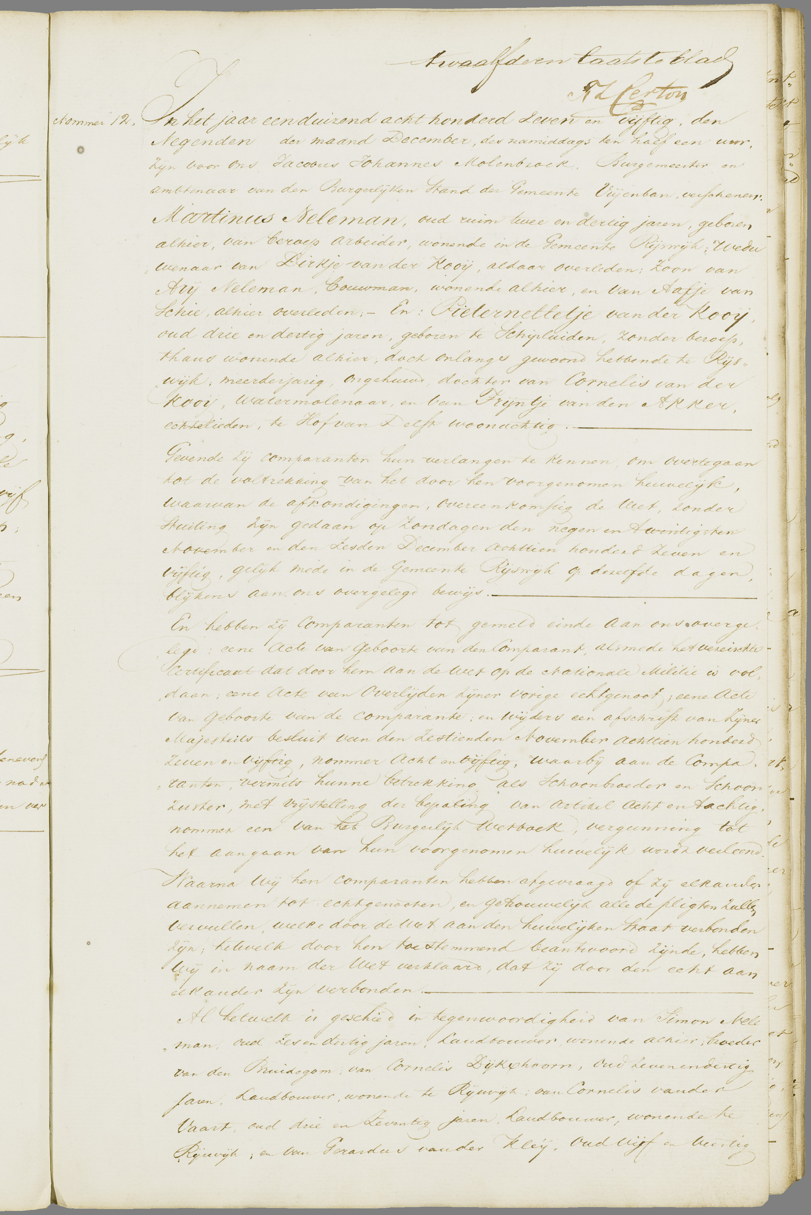 Scan 94 uit het bronpakket: Vrijenban: register van huwelijks- en echtscheidingsakten, 1853–1862