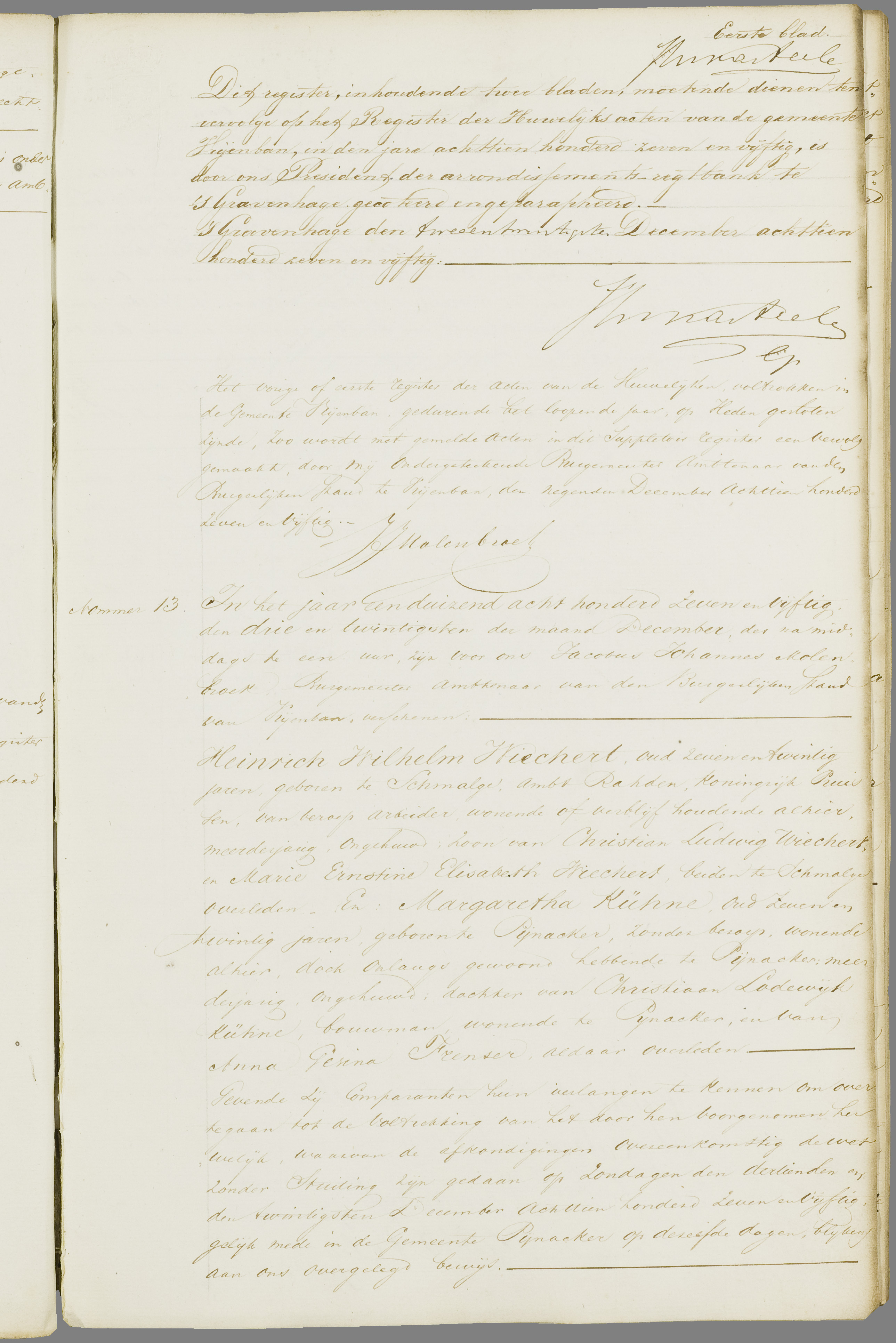 Scan 96 uit het bronpakket: Vrijenban: register van huwelijks- en echtscheidingsakten, 1853–1862