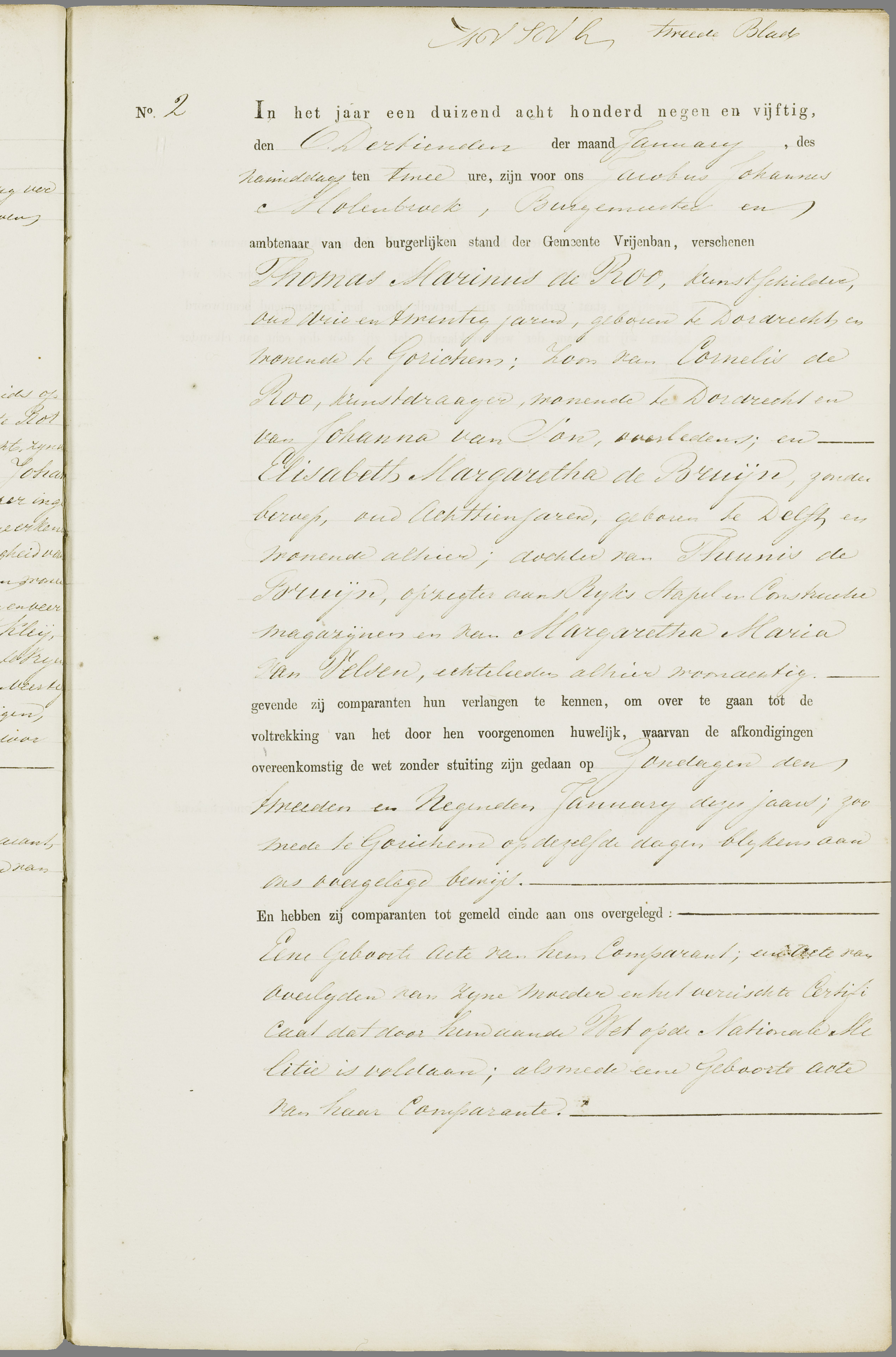 Scan 126 uit het bronpakket: Vrijenban: register van huwelijks- en echtscheidingsakten, 1853–1862