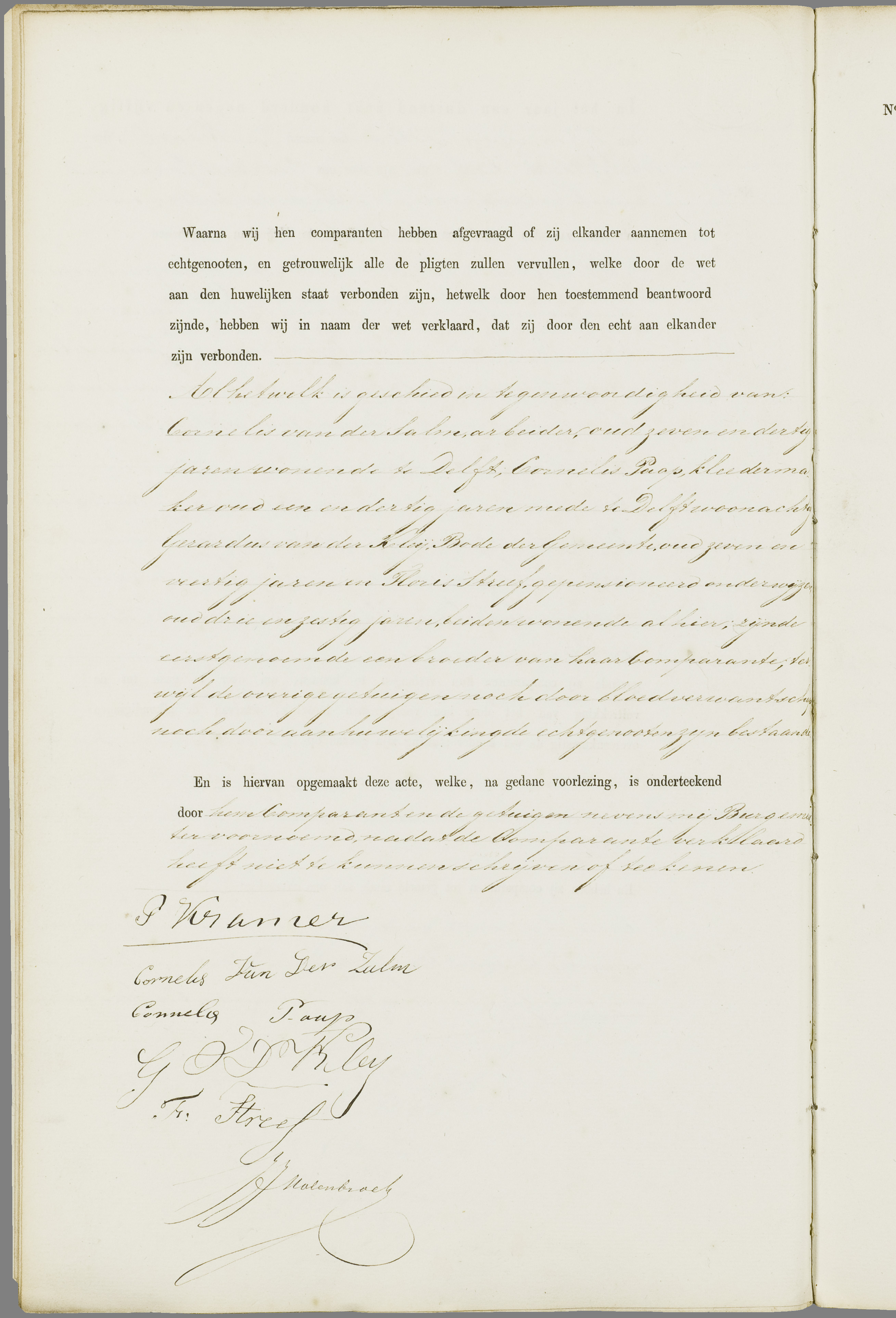 Scan 129 uit het bronpakket: Vrijenban: register van huwelijks- en echtscheidingsakten, 1853–1862