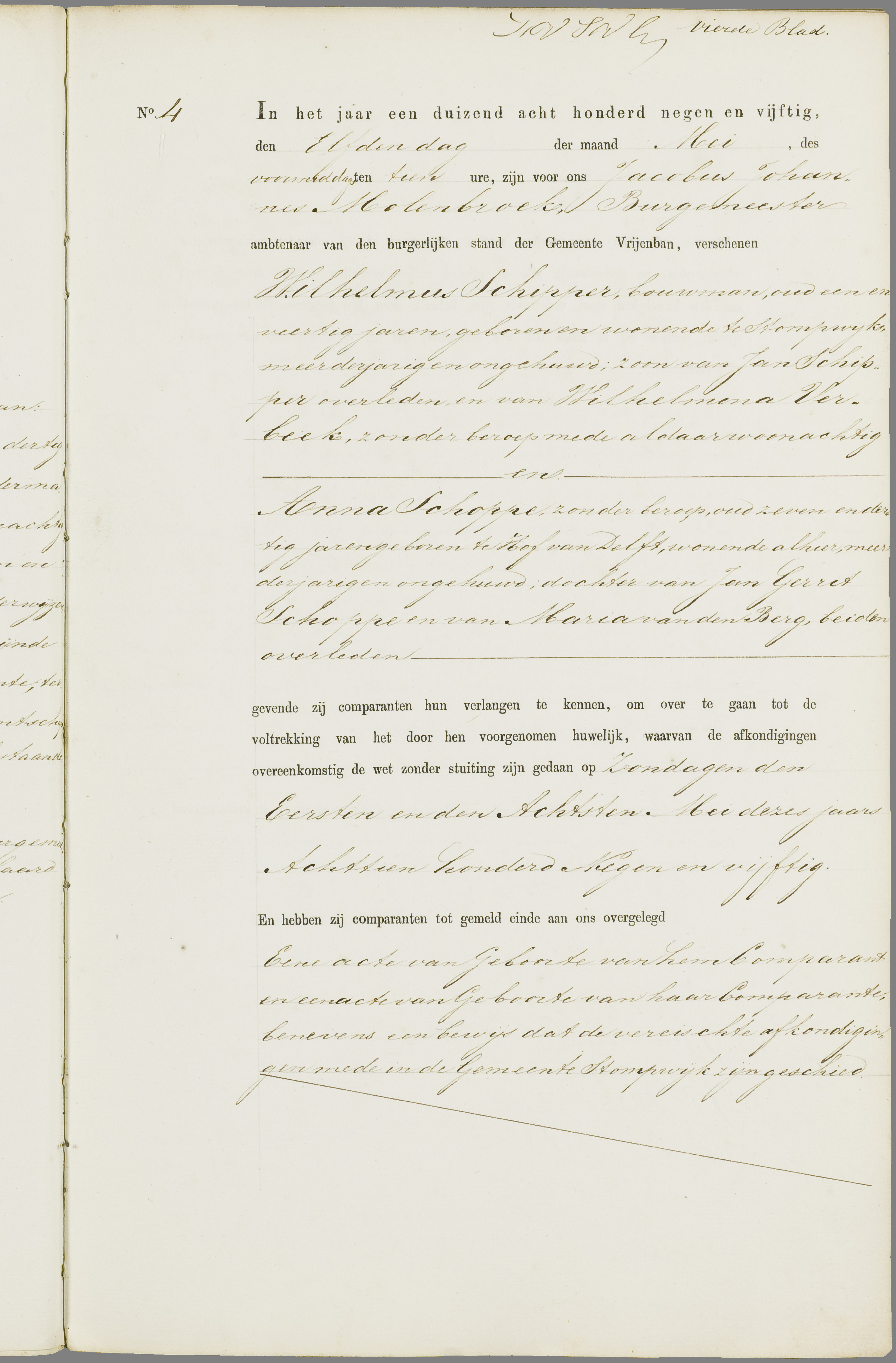 Scan 130 uit het bronpakket: Vrijenban: register van huwelijks- en echtscheidingsakten, 1853–1862