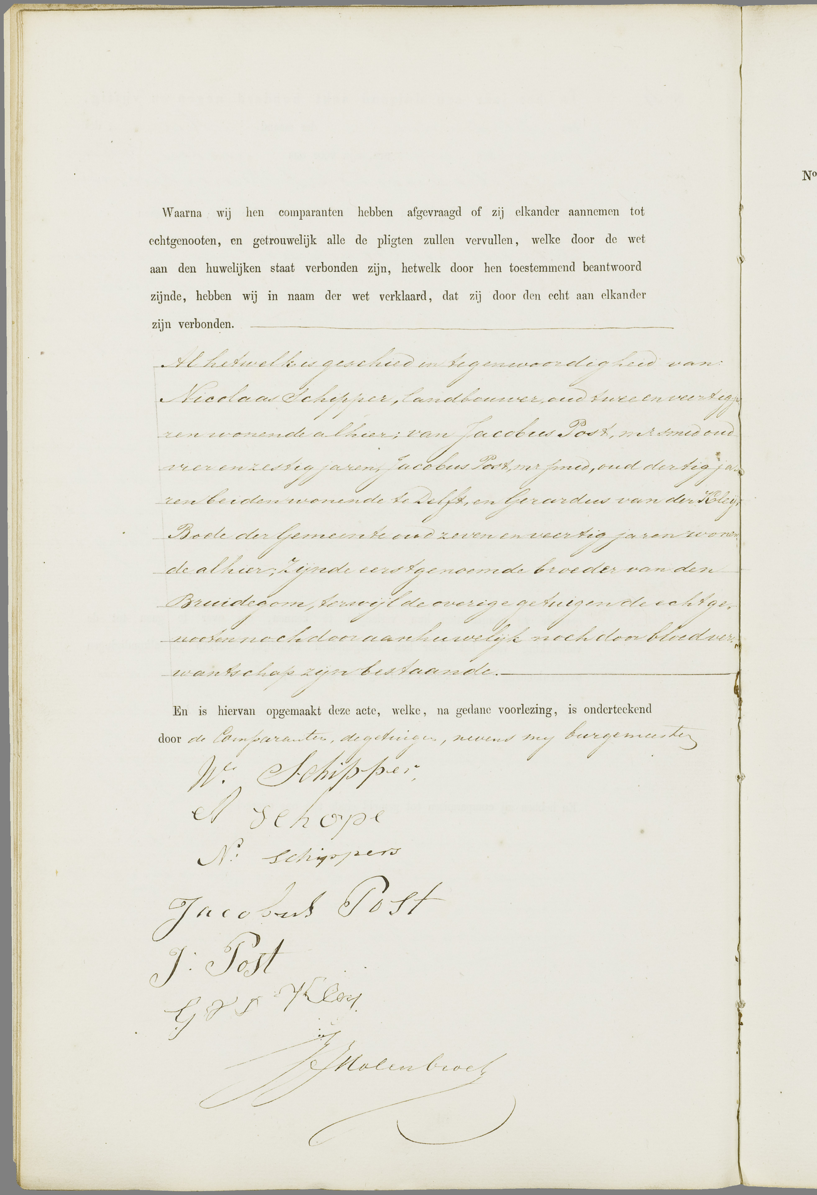 Scan 131 uit het bronpakket: Vrijenban: register van huwelijks- en echtscheidingsakten, 1853–1862