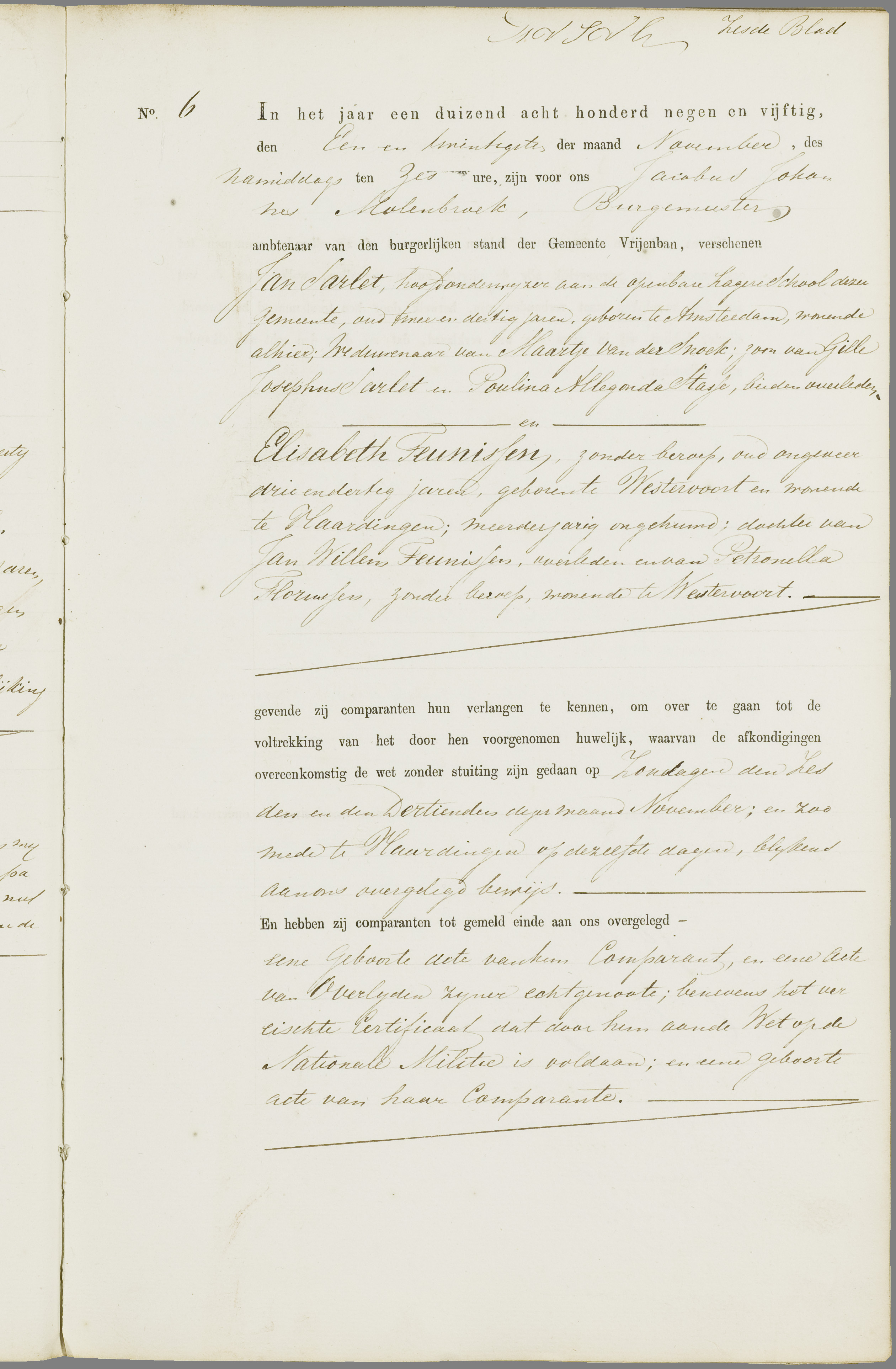 Scan 134 uit het bronpakket: Vrijenban: register van huwelijks- en echtscheidingsakten, 1853–1862