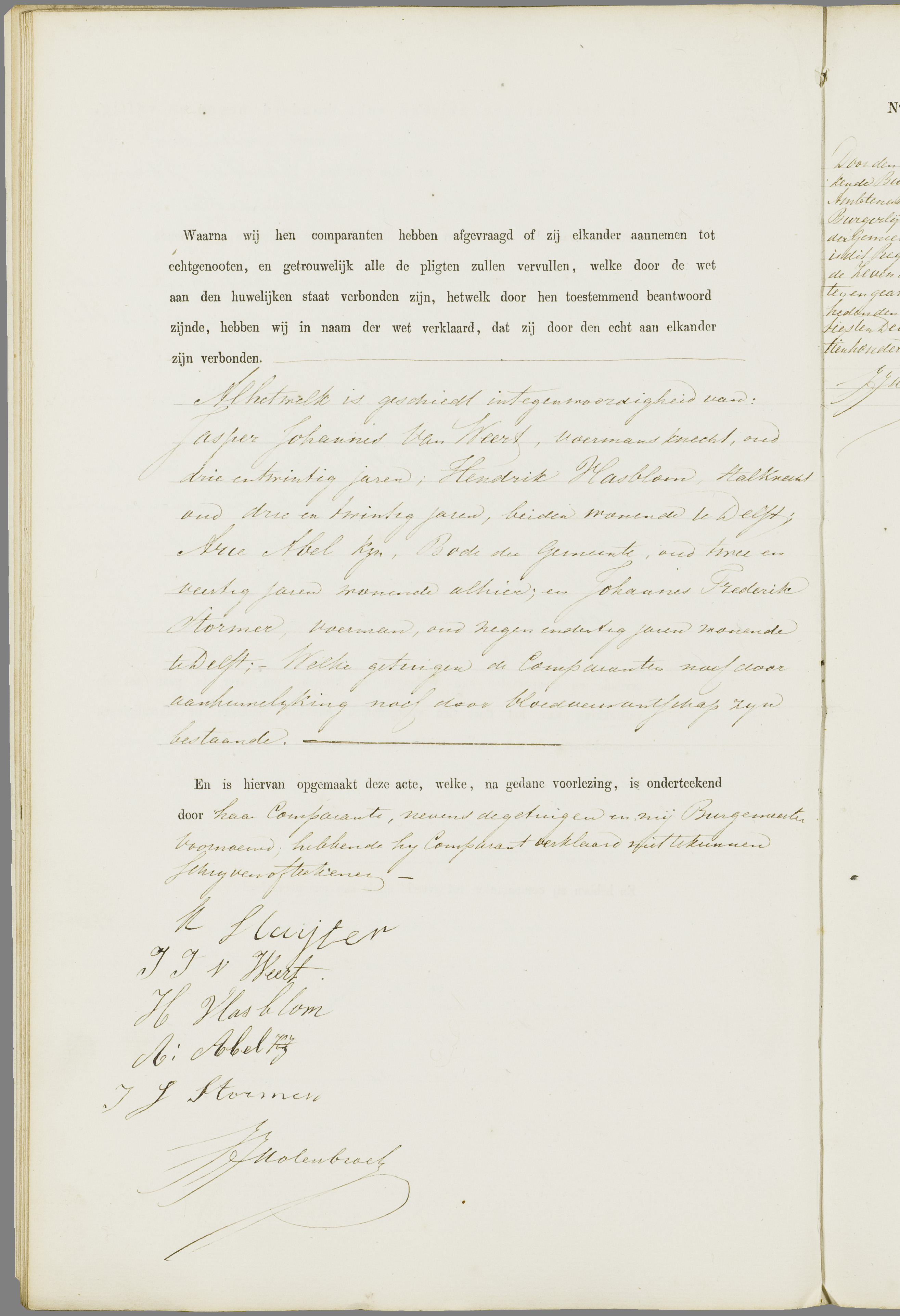 Scan 137 uit het bronpakket: Vrijenban: register van huwelijks- en echtscheidingsakten, 1853–1862