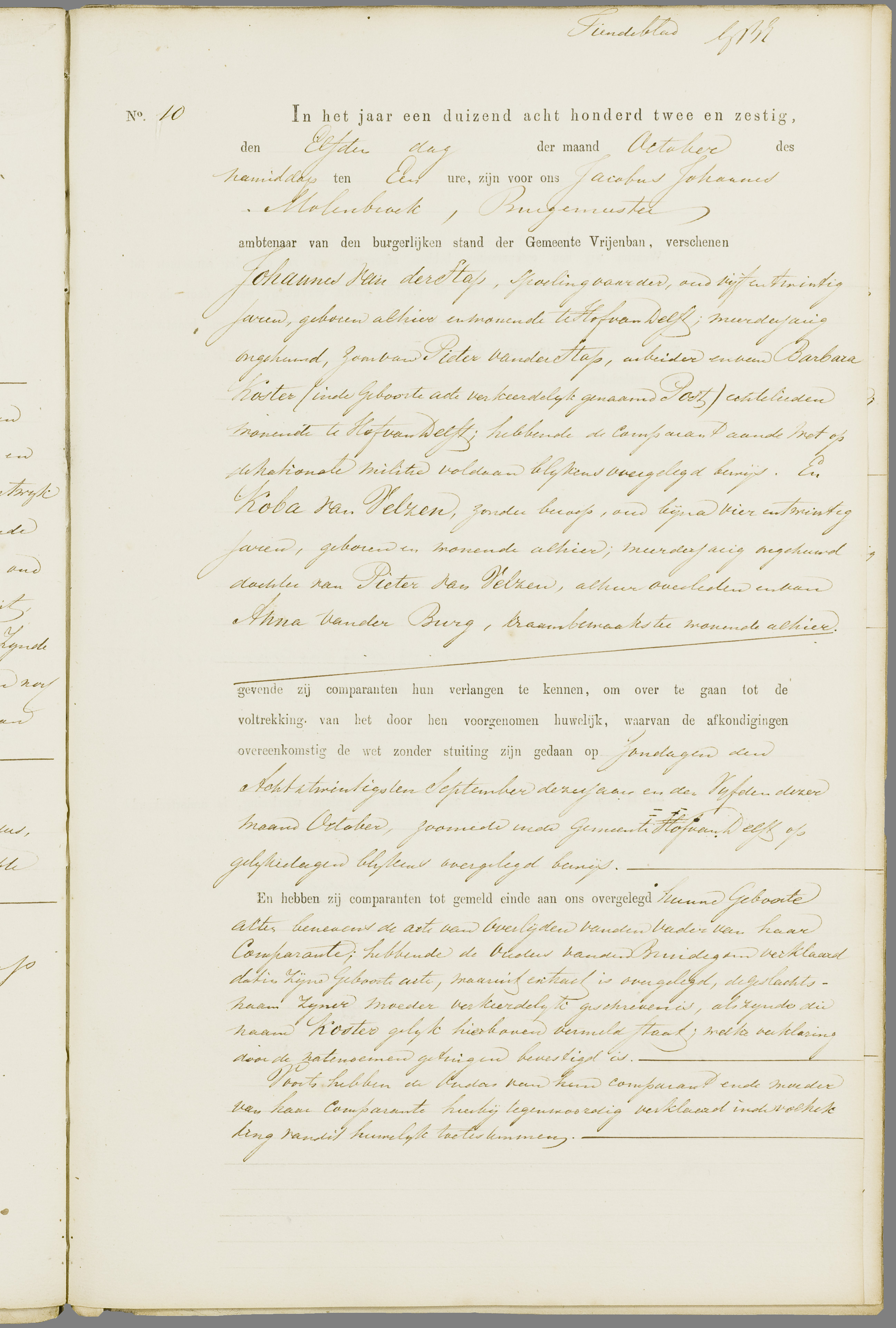Scan 232 uit het bronpakket: Vrijenban: register van huwelijks- en echtscheidingsakten, 1853–1862