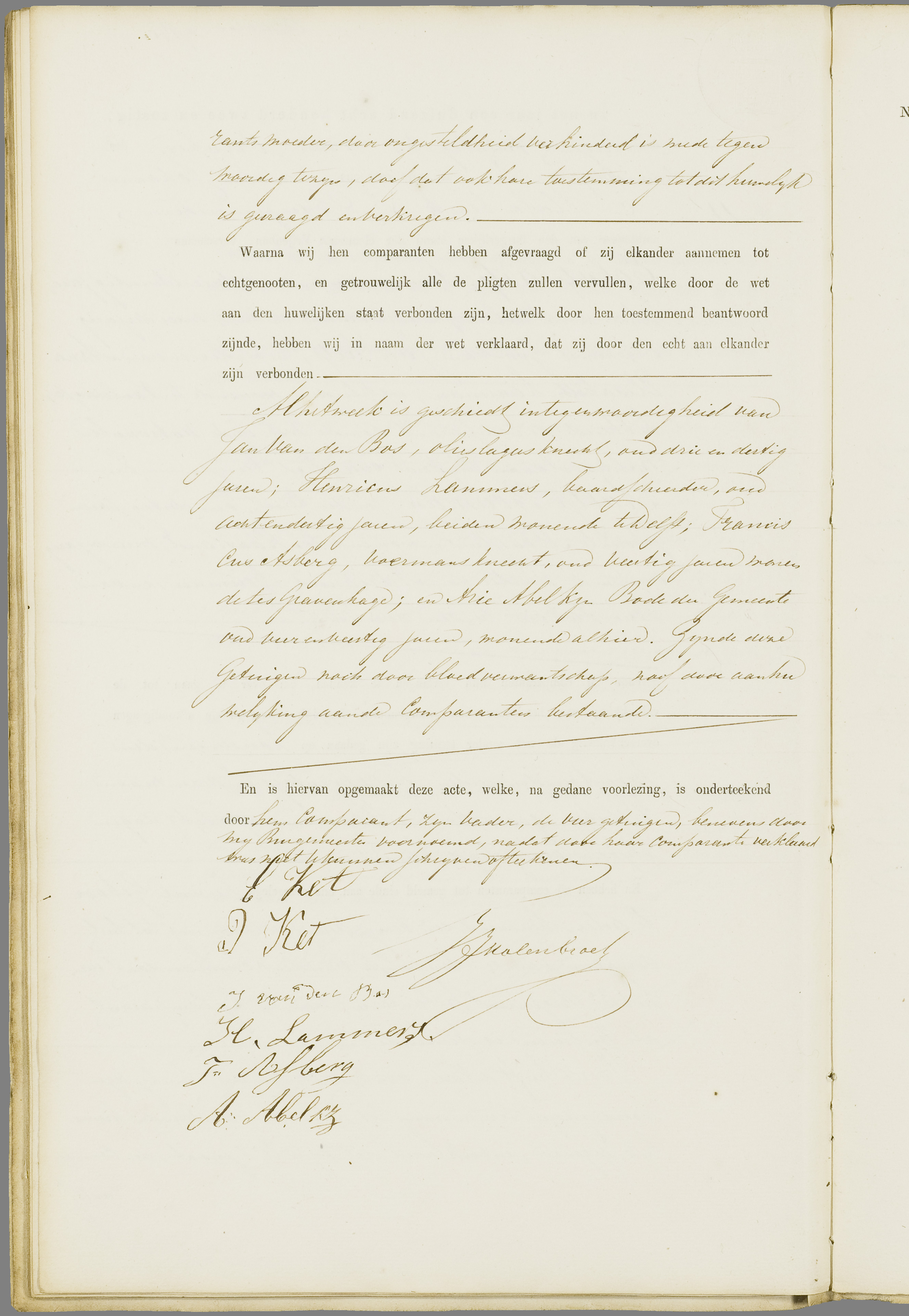 Scan 235 uit het bronpakket: Vrijenban: register van huwelijks- en echtscheidingsakten, 1853–1862
