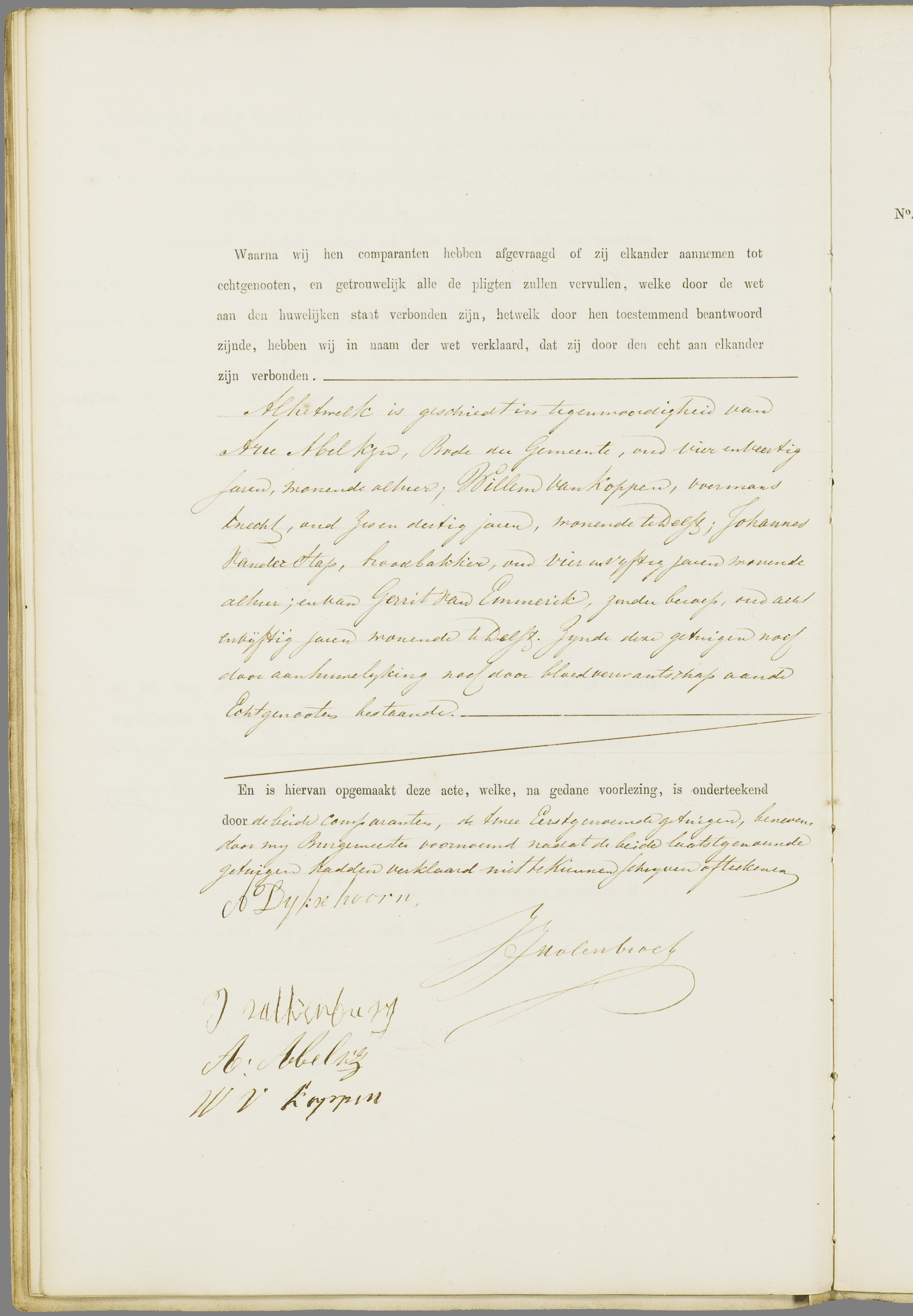 Scan 237 uit het bronpakket: Vrijenban: register van huwelijks- en echtscheidingsakten, 1853–1862