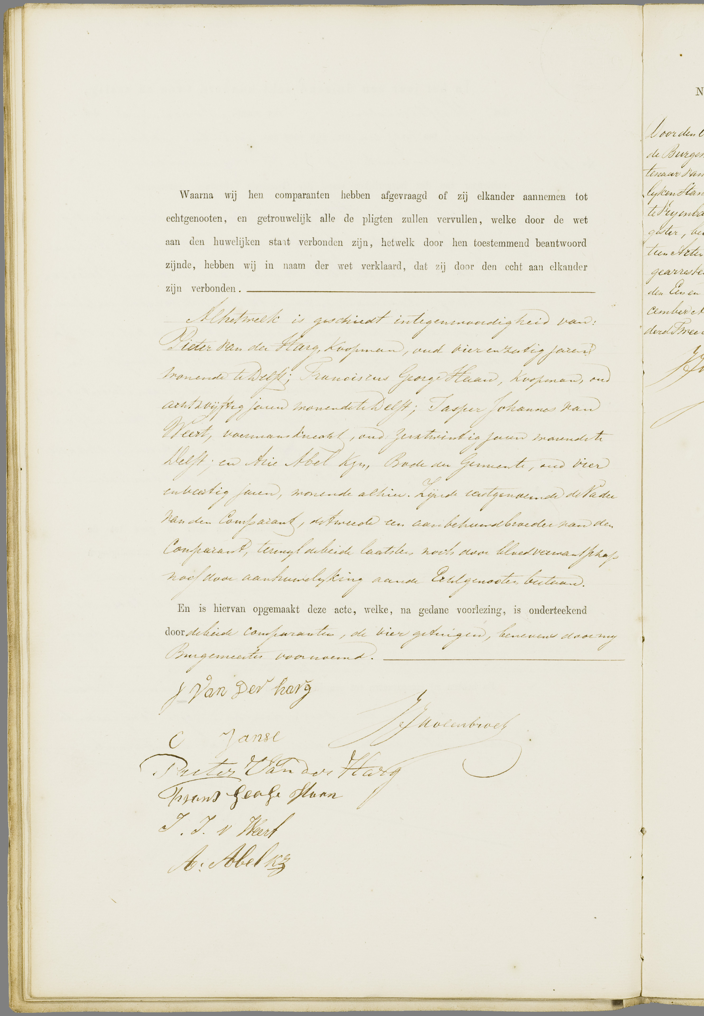 Scan 239 uit het bronpakket: Vrijenban: register van huwelijks- en echtscheidingsakten, 1853–1862