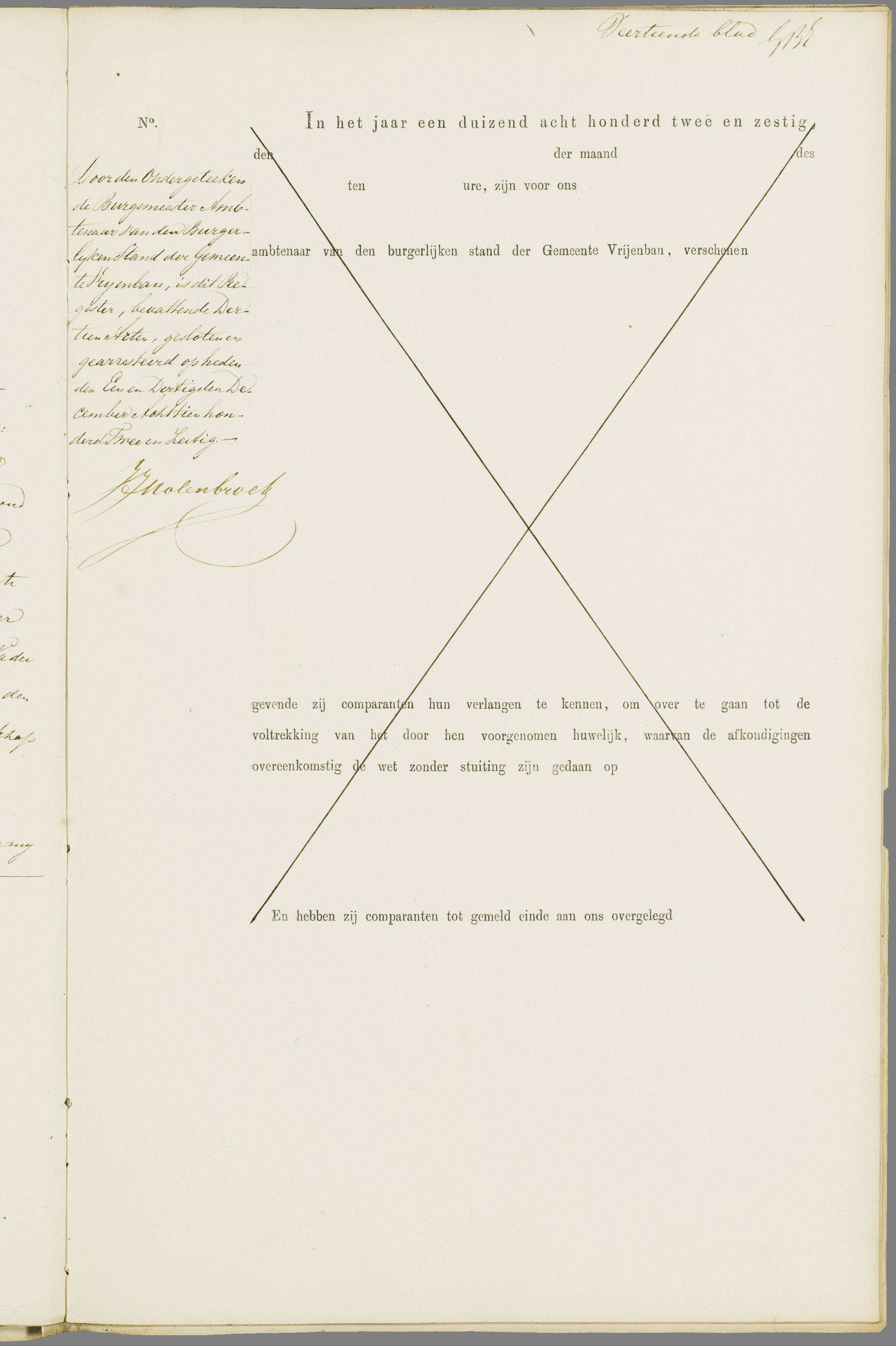 Scan 240 uit het bronpakket: Vrijenban: register van huwelijks- en echtscheidingsakten, 1853–1862