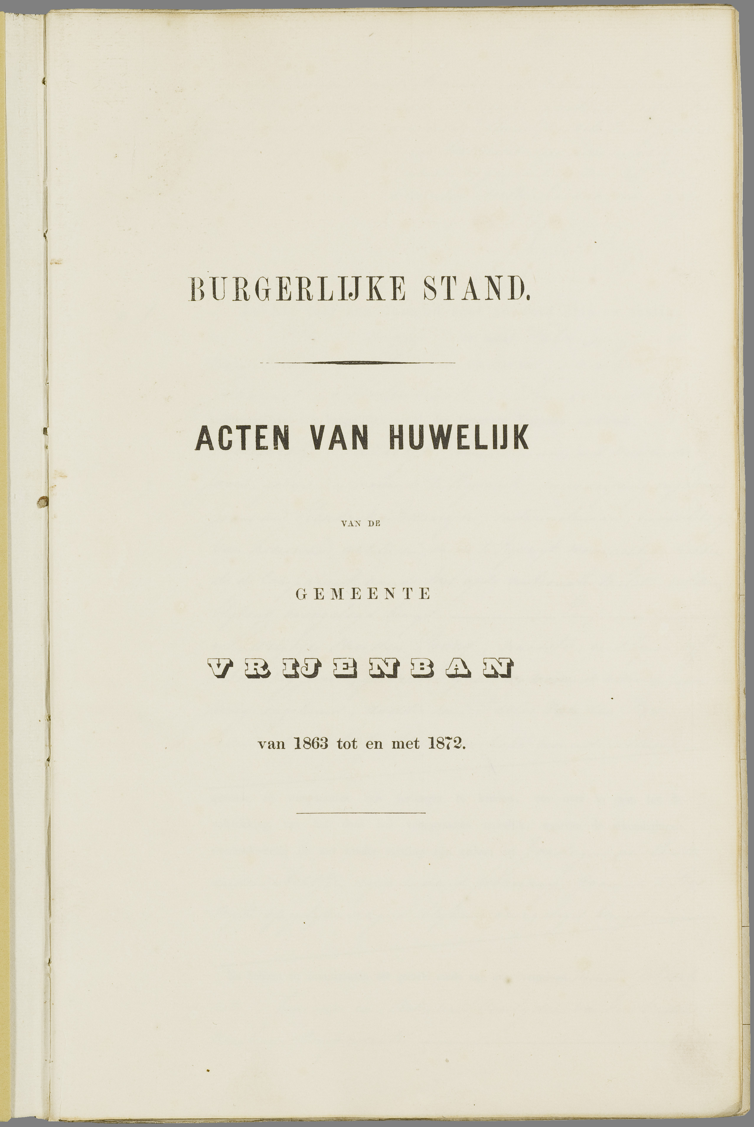 Scan 2 uit het bronpakket: Vrijenban: register van huwelijks- en echtscheidingsakten, 1863–1872