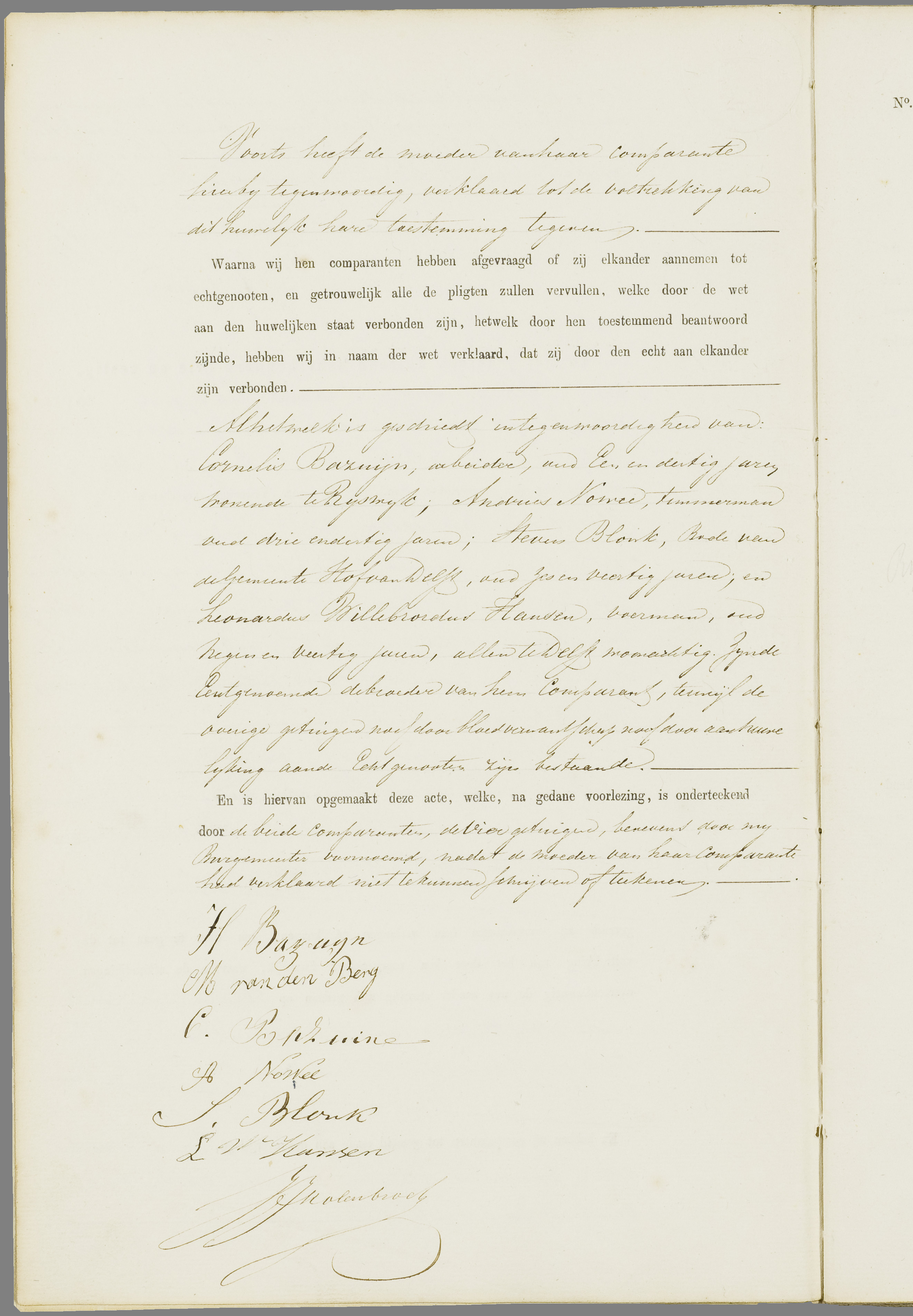 Scan 5 uit het bronpakket: Vrijenban: register van huwelijks- en echtscheidingsakten, 1863–1872