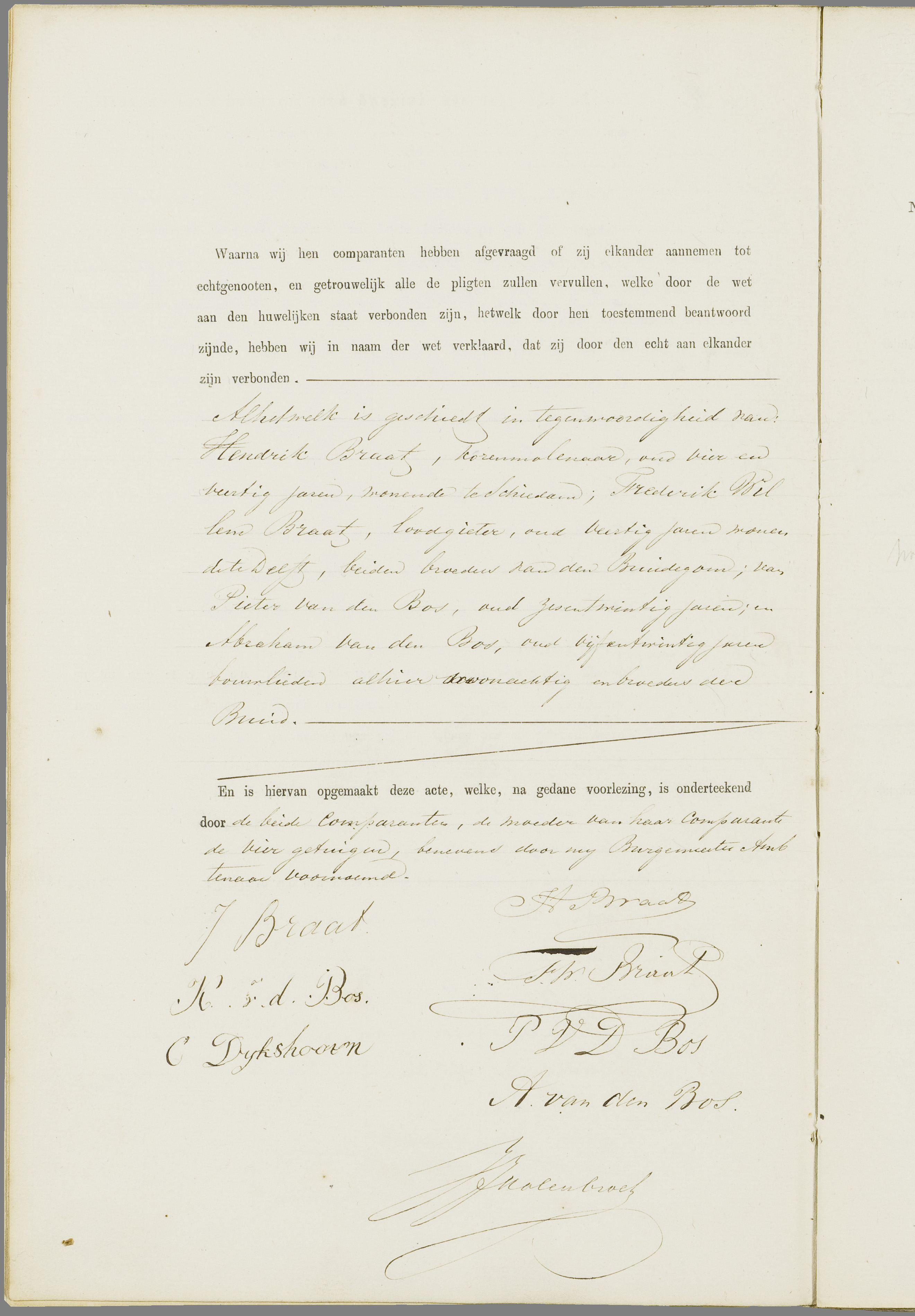 Scan 7 uit het bronpakket: Vrijenban: register van huwelijks- en echtscheidingsakten, 1863–1872