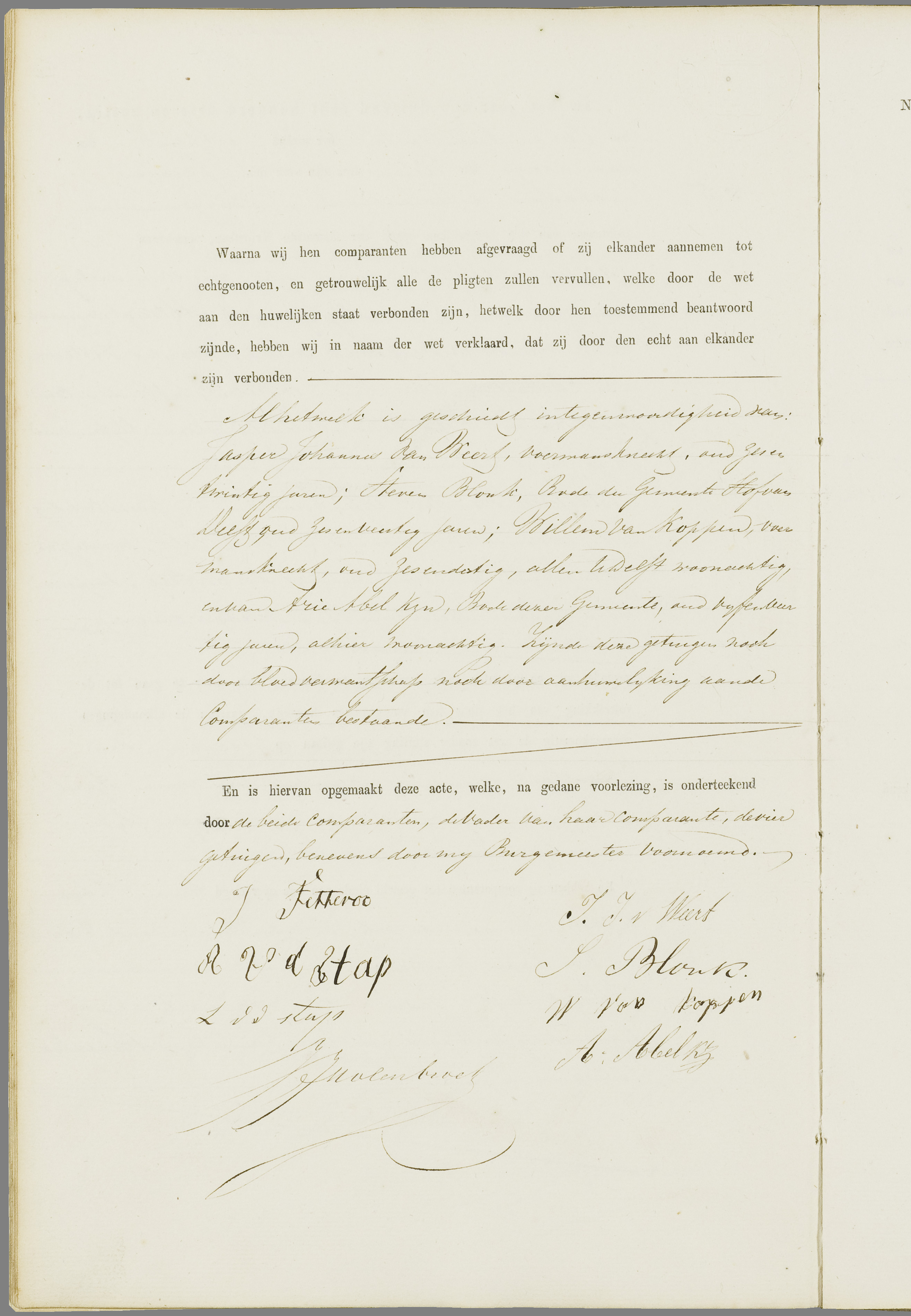 Scan 13 uit het bronpakket: Vrijenban: register van huwelijks- en echtscheidingsakten, 1863–1872