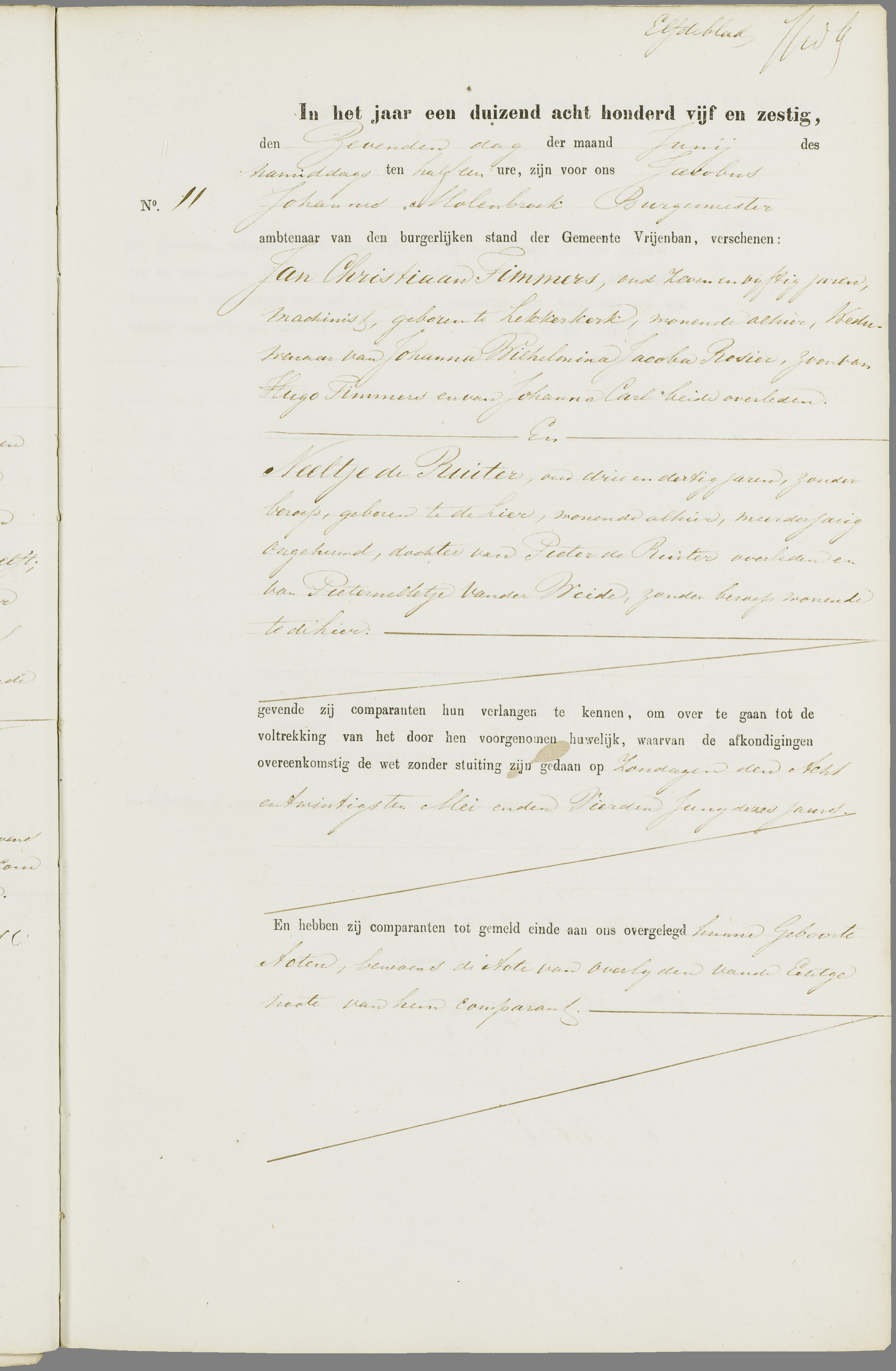 Scan 84 uit het bronpakket: Vrijenban: register van huwelijks- en echtscheidingsakten, 1863–1872