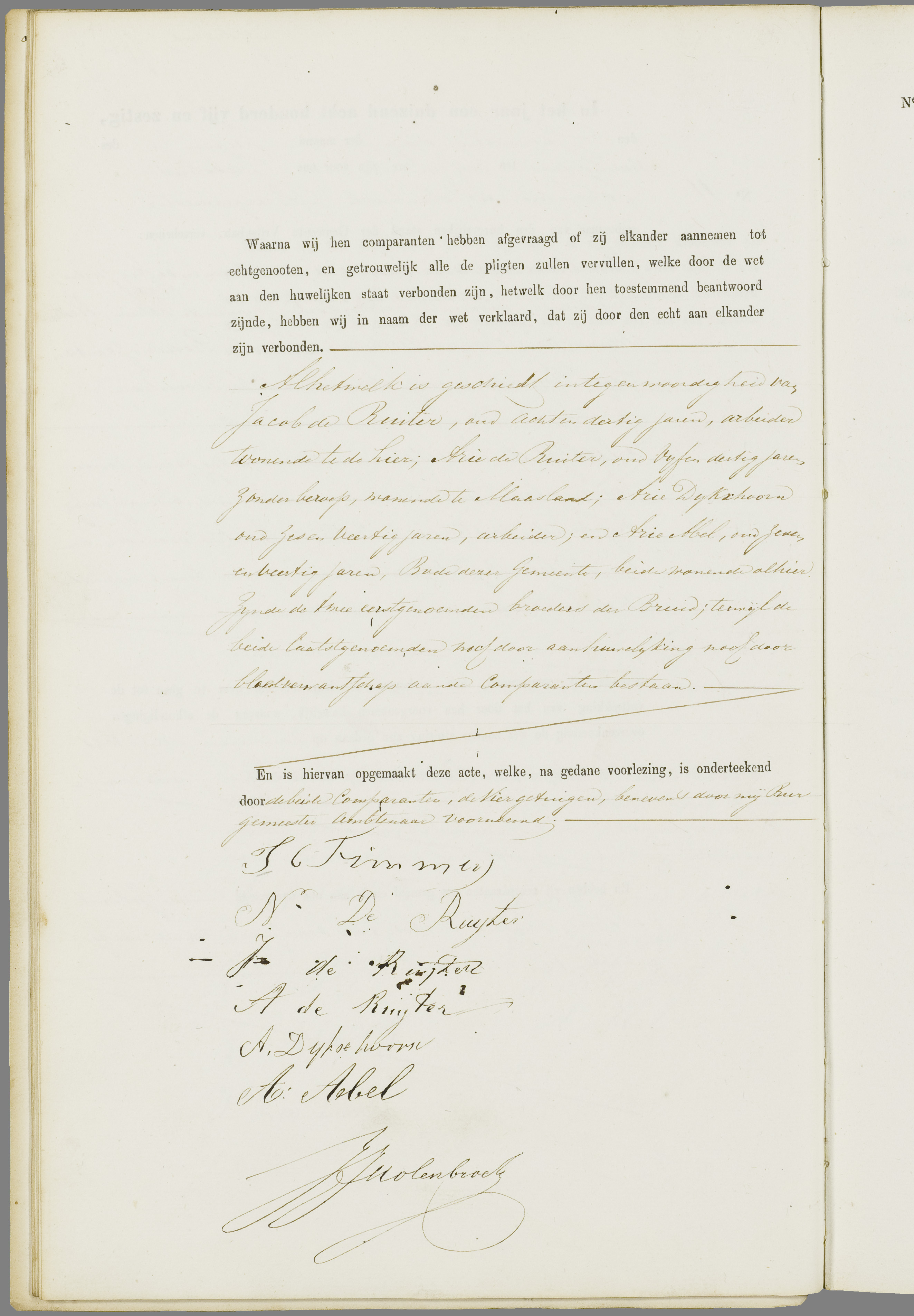 Scan 85 uit het bronpakket: Vrijenban: register van huwelijks- en echtscheidingsakten, 1863–1872