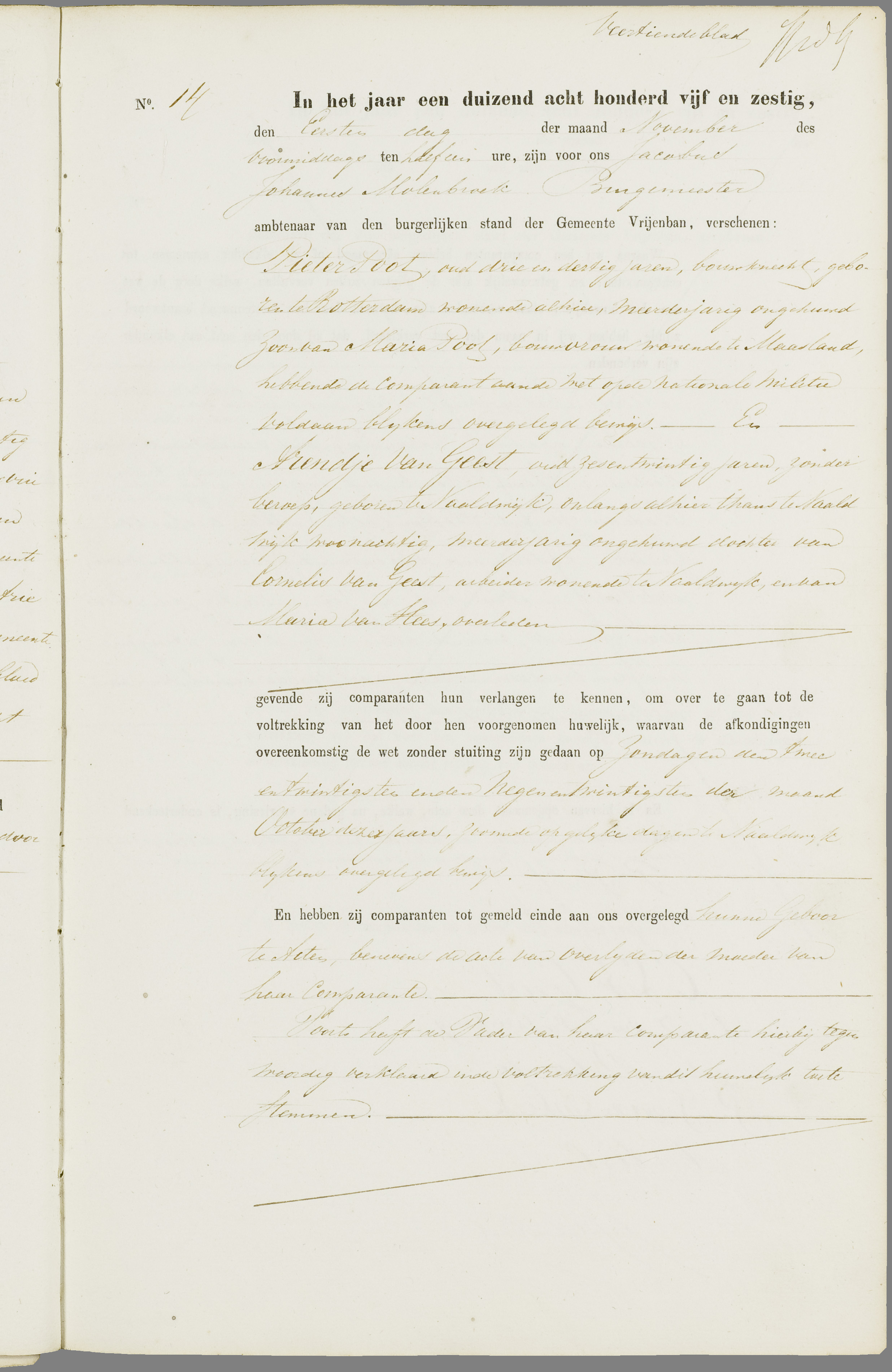 Scan 90 uit het bronpakket: Vrijenban: register van huwelijks- en echtscheidingsakten, 1863–1872