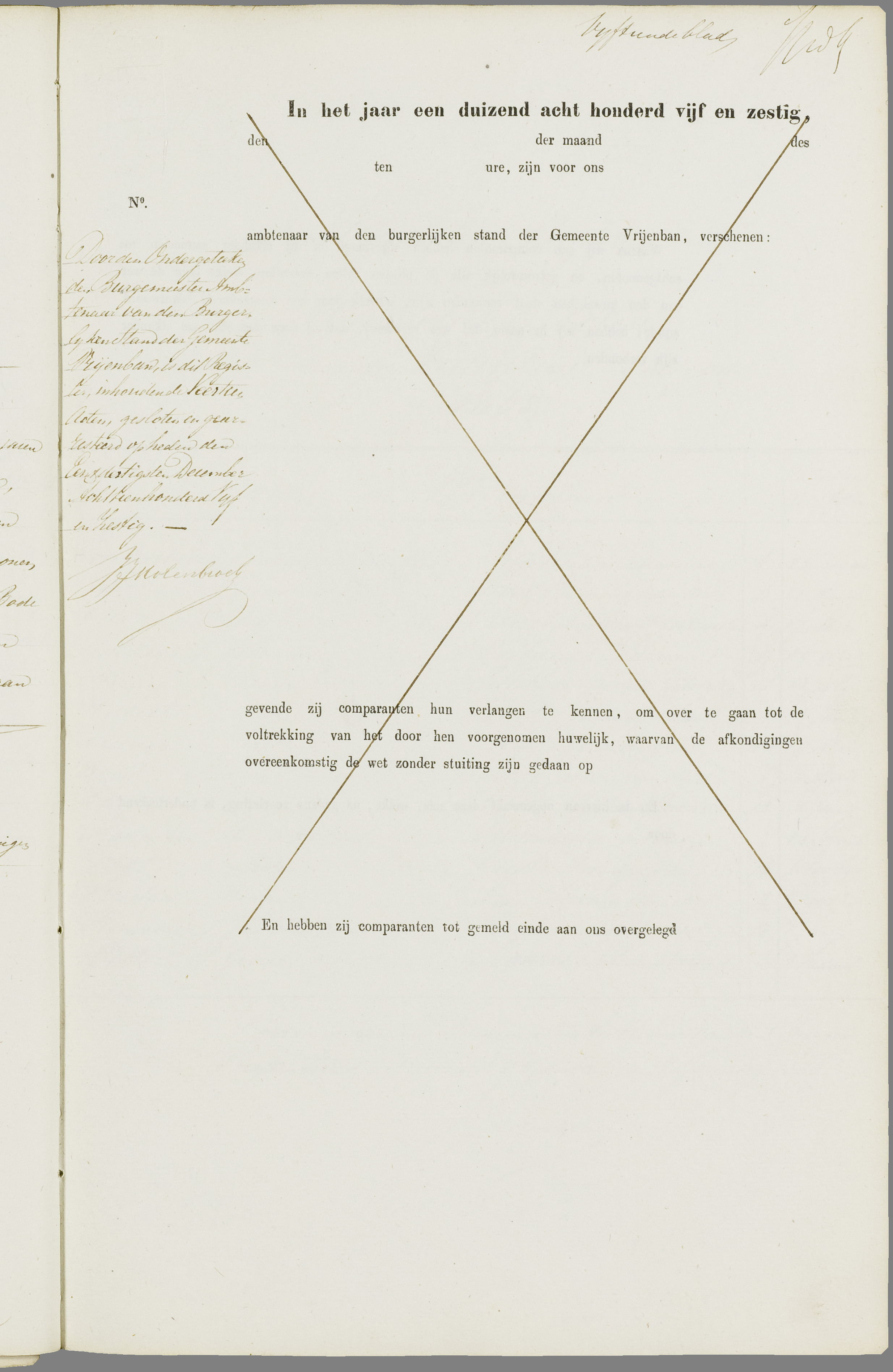 Scan 92 uit het bronpakket: Vrijenban: register van huwelijks- en echtscheidingsakten, 1863–1872