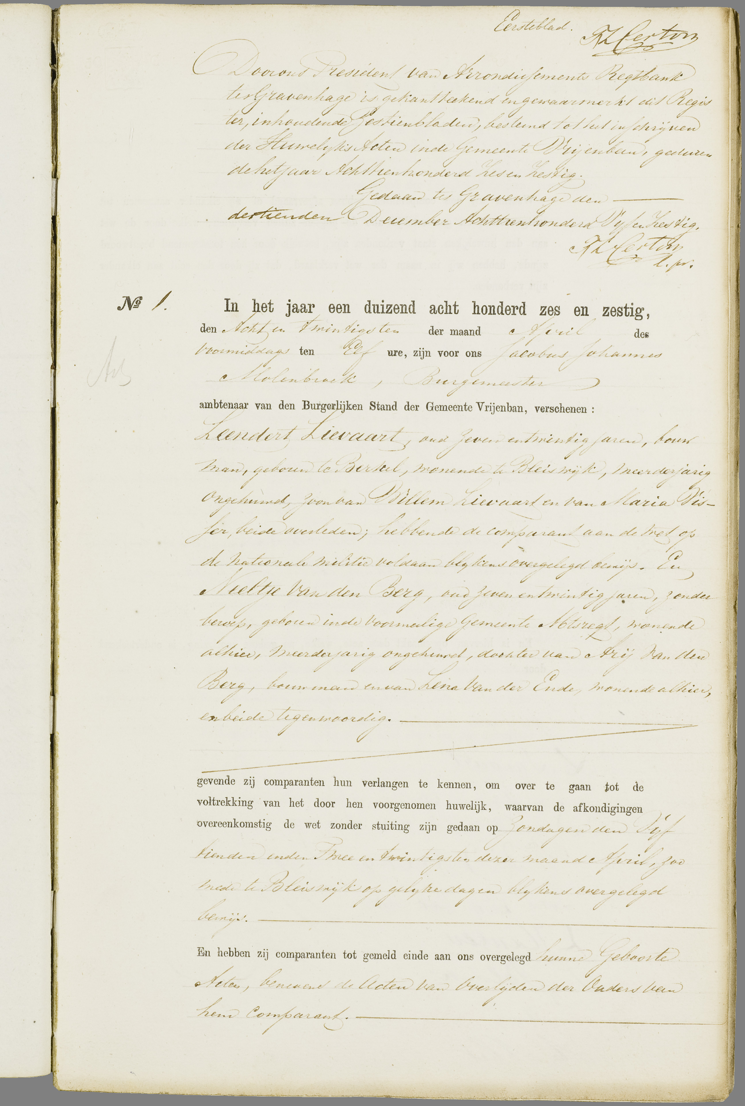 Scan 96 uit het bronpakket: Vrijenban: register van huwelijks- en echtscheidingsakten, 1863–1872