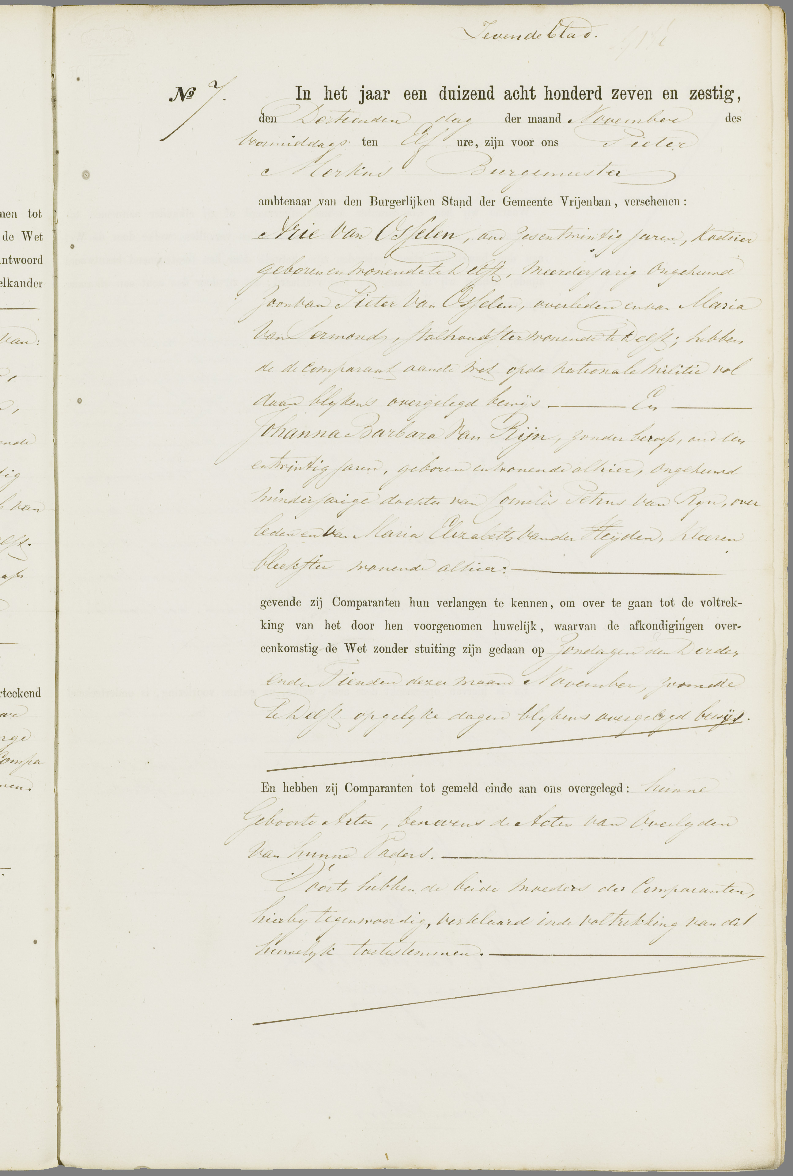 Scan 128 uit het bronpakket: Vrijenban: register van huwelijks- en echtscheidingsakten, 1863–1872
