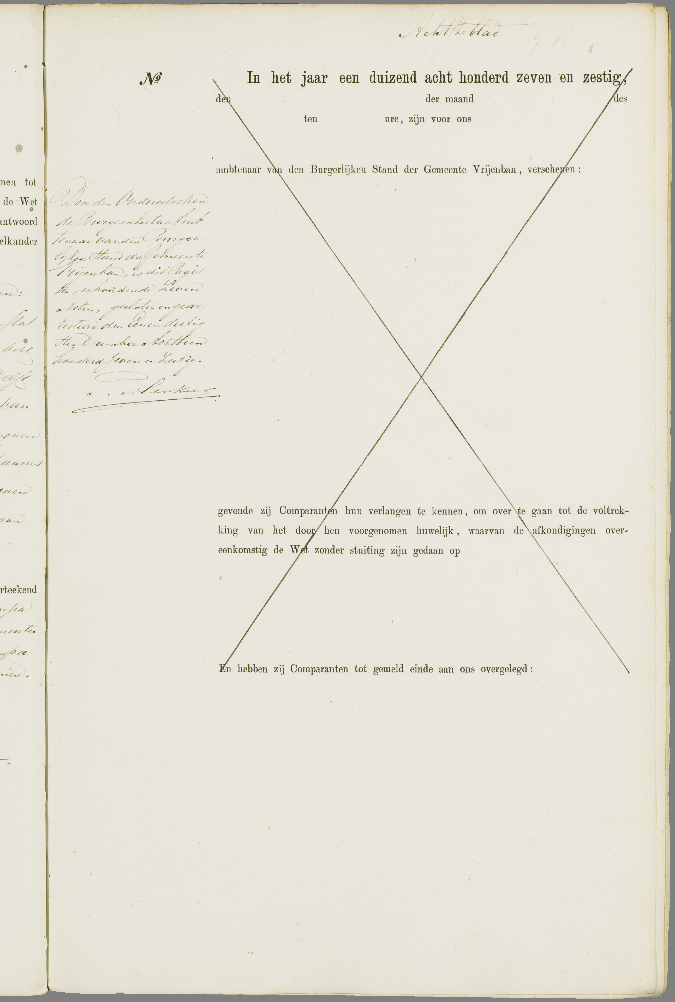 Scan 130 uit het bronpakket: Vrijenban: register van huwelijks- en echtscheidingsakten, 1863–1872