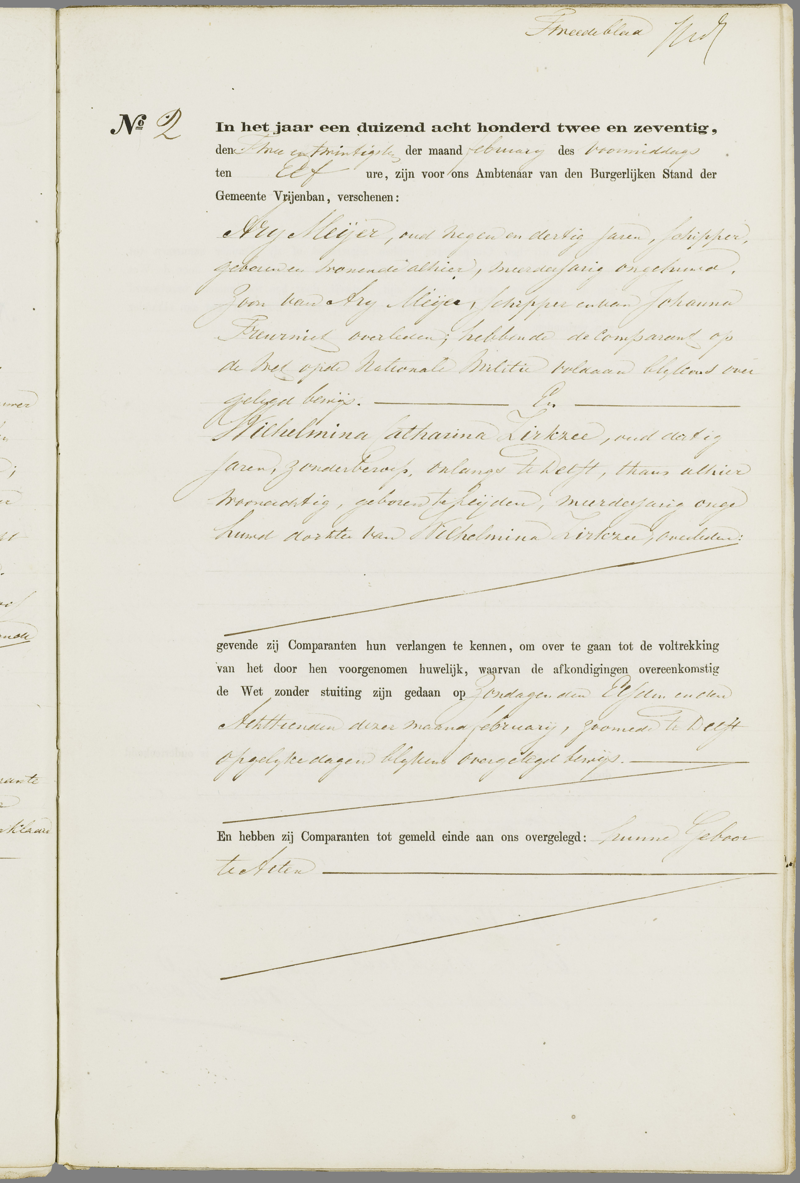 Scan 238 uit het bronpakket: Vrijenban: register van huwelijks- en echtscheidingsakten, 1863–1872