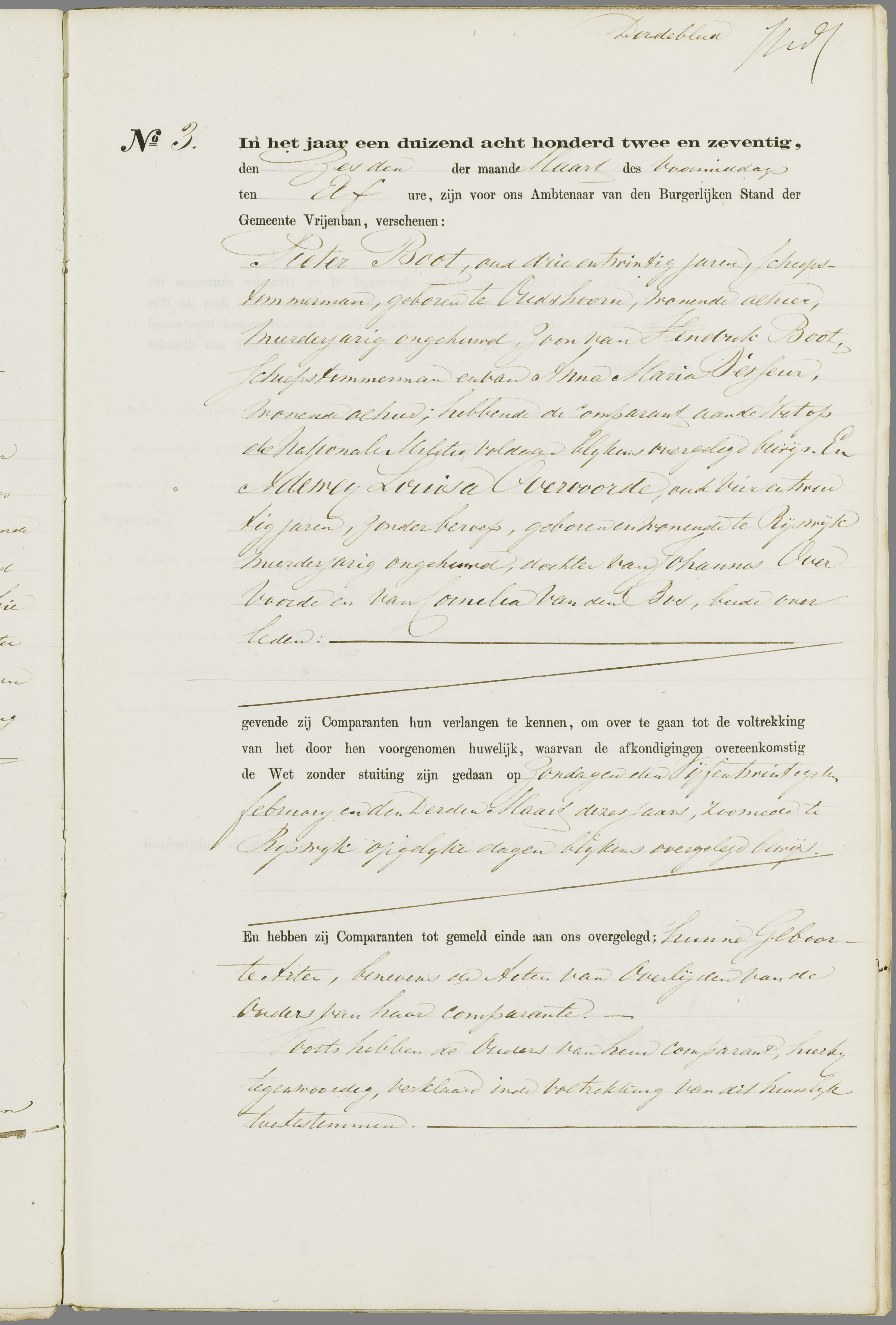 Scan 240 uit het bronpakket: Vrijenban: register van huwelijks- en echtscheidingsakten, 1863–1872