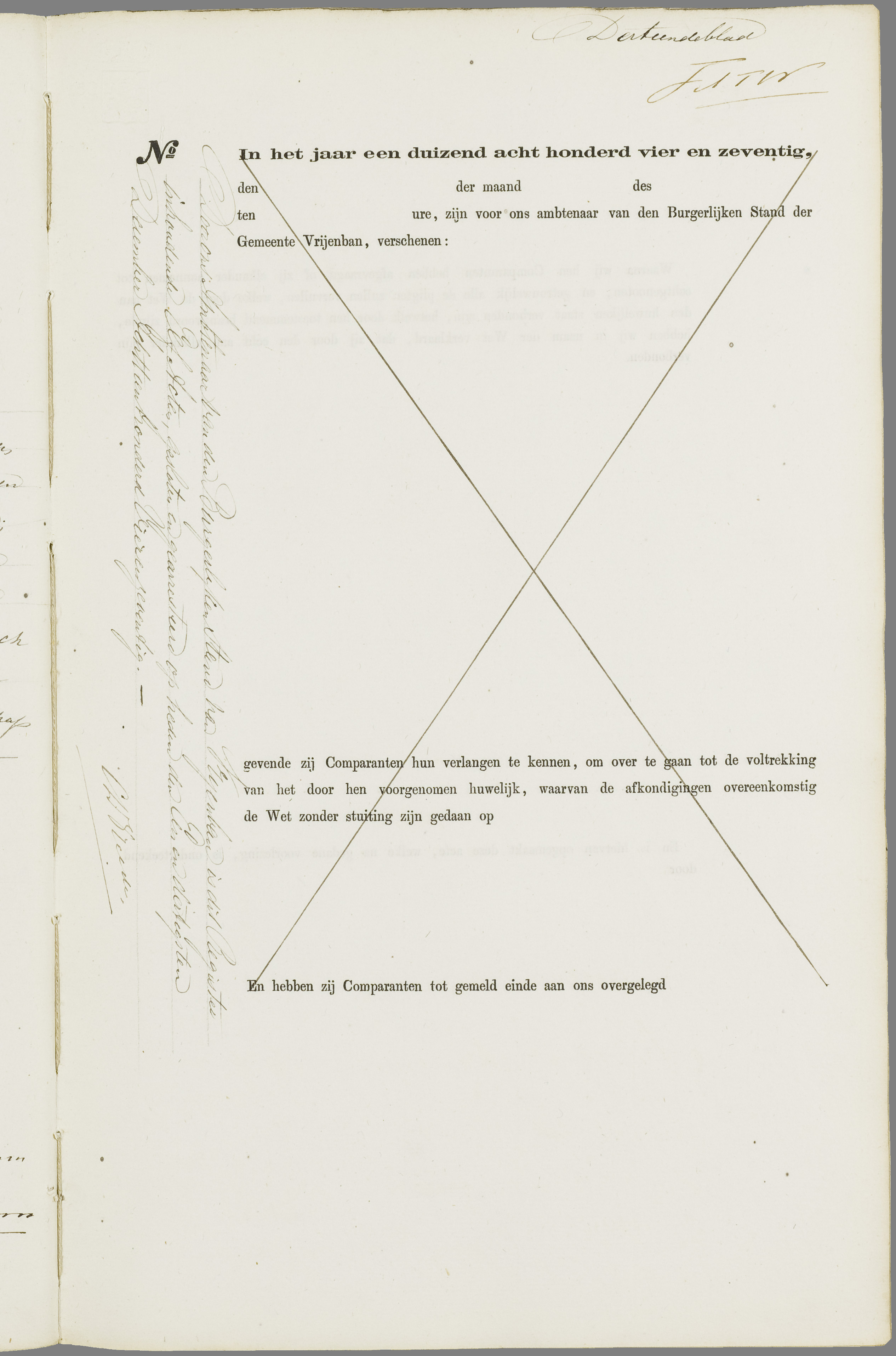 Scan 46 uit het bronpakket: Vrijenban: register van huwelijks- en echtscheidingsakten, 1873–1882