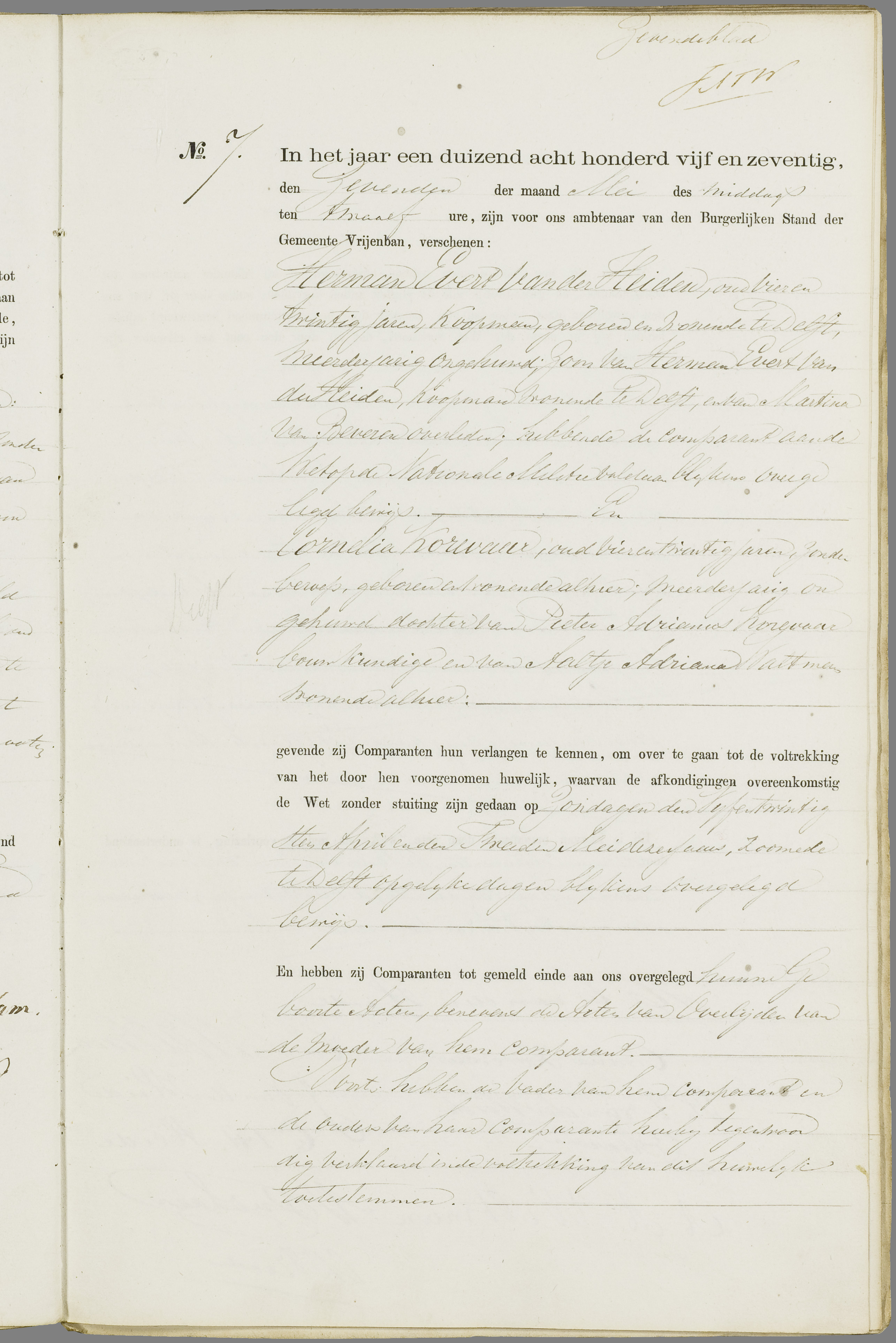 Scan 60 uit het bronpakket: Vrijenban: register van huwelijks- en echtscheidingsakten, 1873–1882